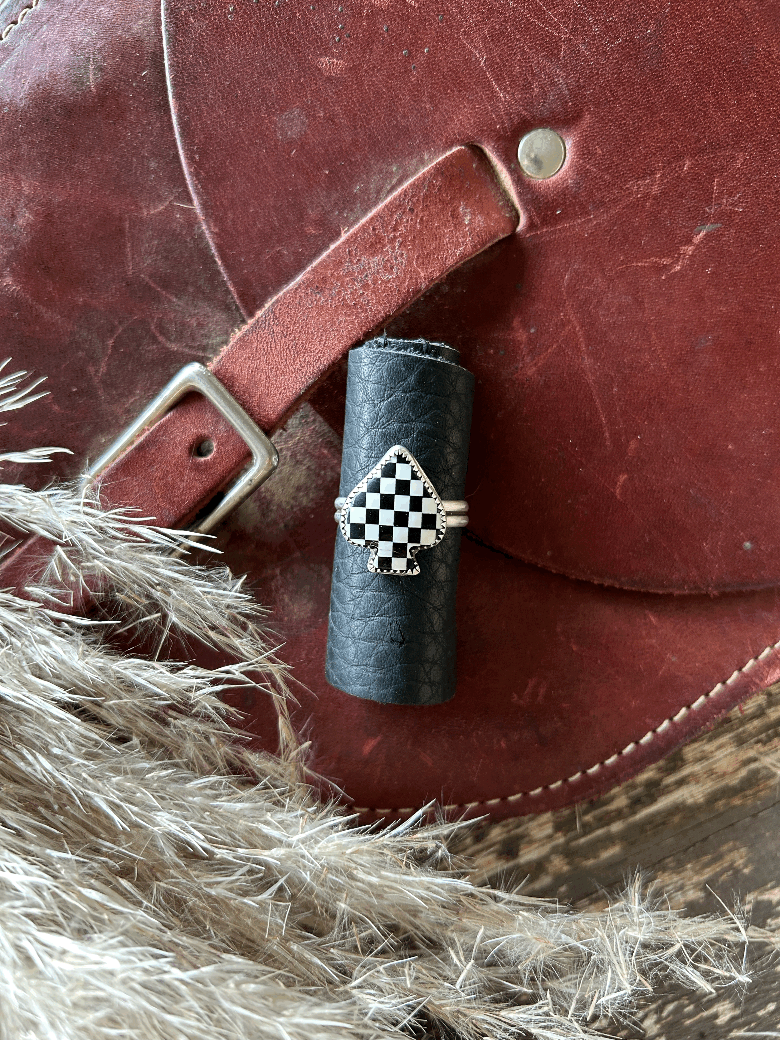Checkered Spade Ring