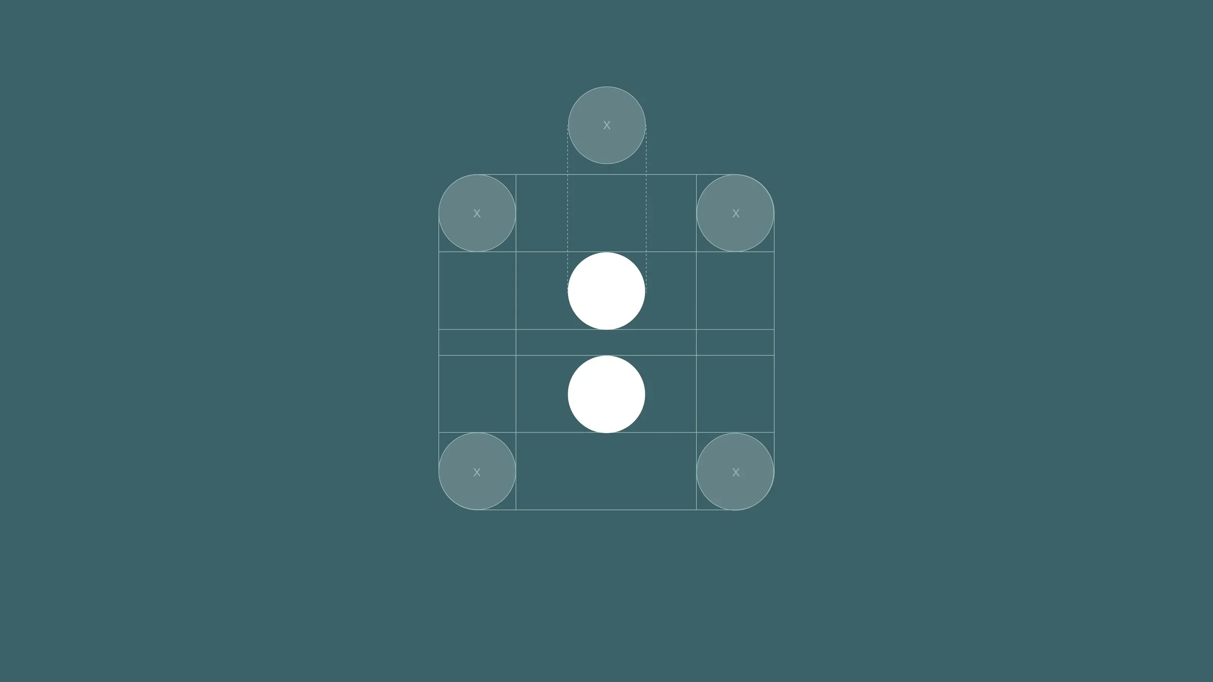 Diagram of a backgammon board with dice and checkers in different positions.