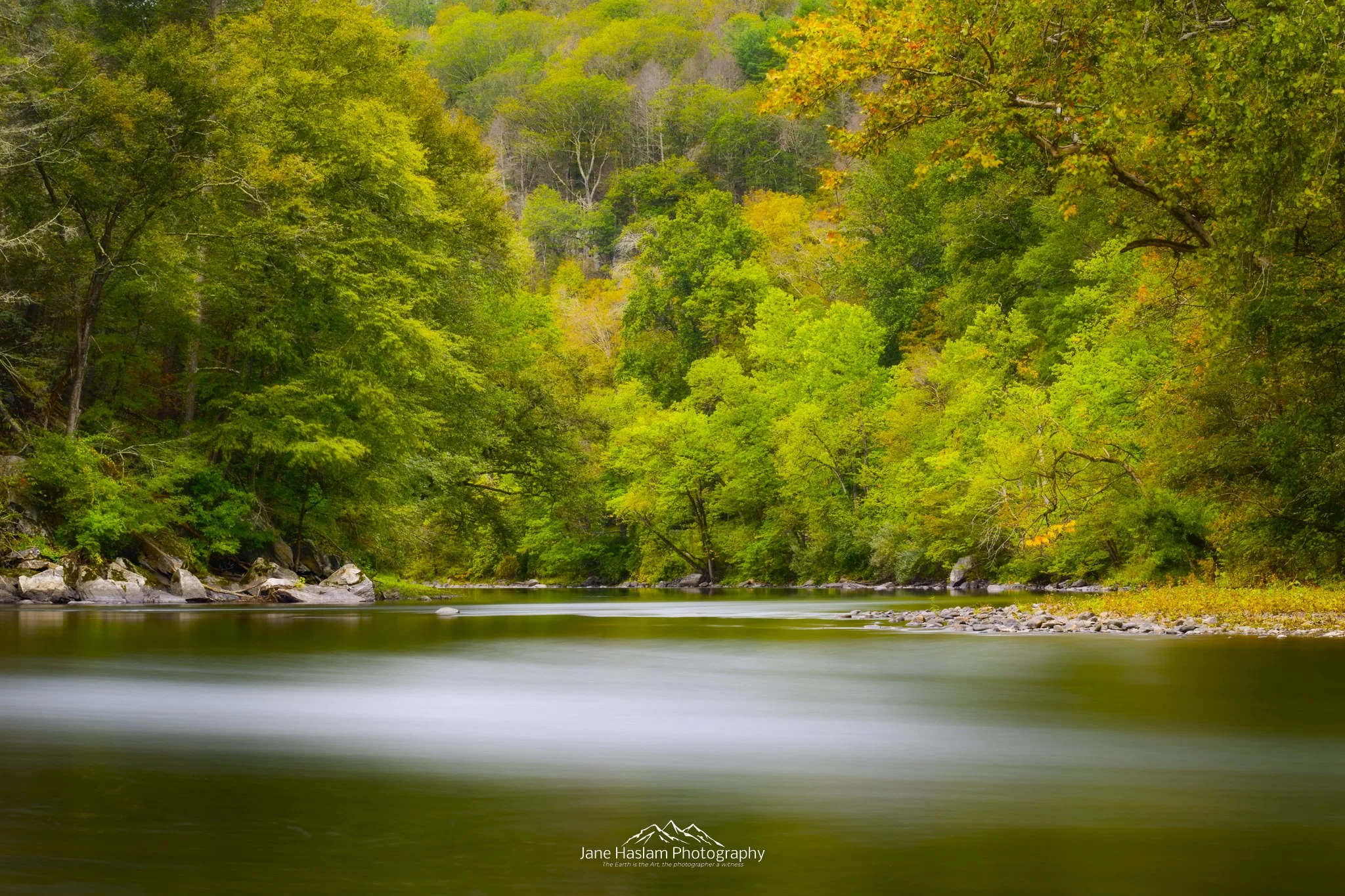 Housatonic Greens: Cornwall Bridge Long exposure summer to fall transition on the Housatonic River at Cornwall Bridge, Western Connecticut