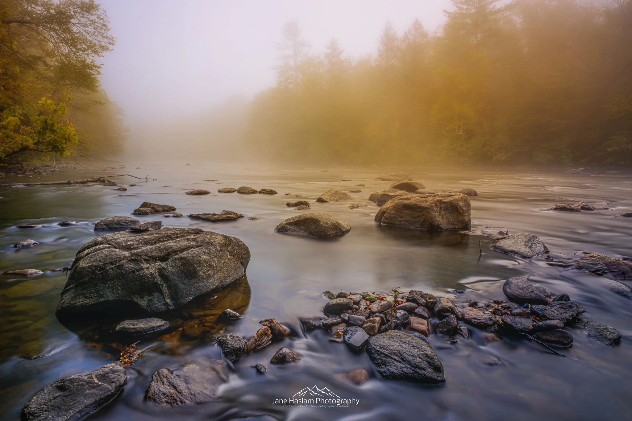 Foggy Daze:  Early Fall mists turn The Housatonic River into a mysterious journey. Cornwall Bridge  in Western Connecticut