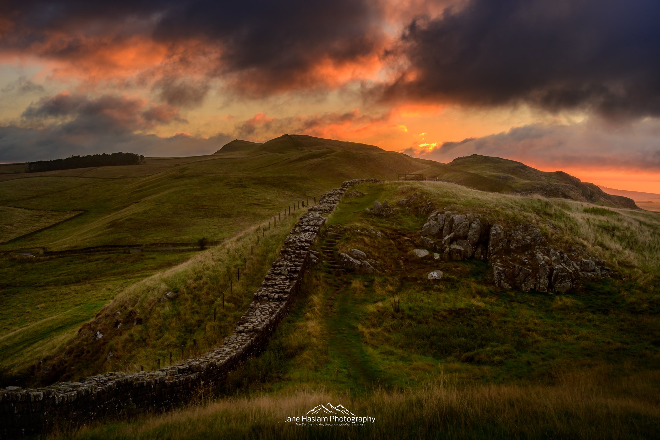 Sunrise at Hadrians Wall near Cawfields, Northumberland