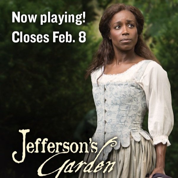 A screenshot of a digital ad for a play titled, "Jefferson's Garden" playing at Ford's Theatre.
