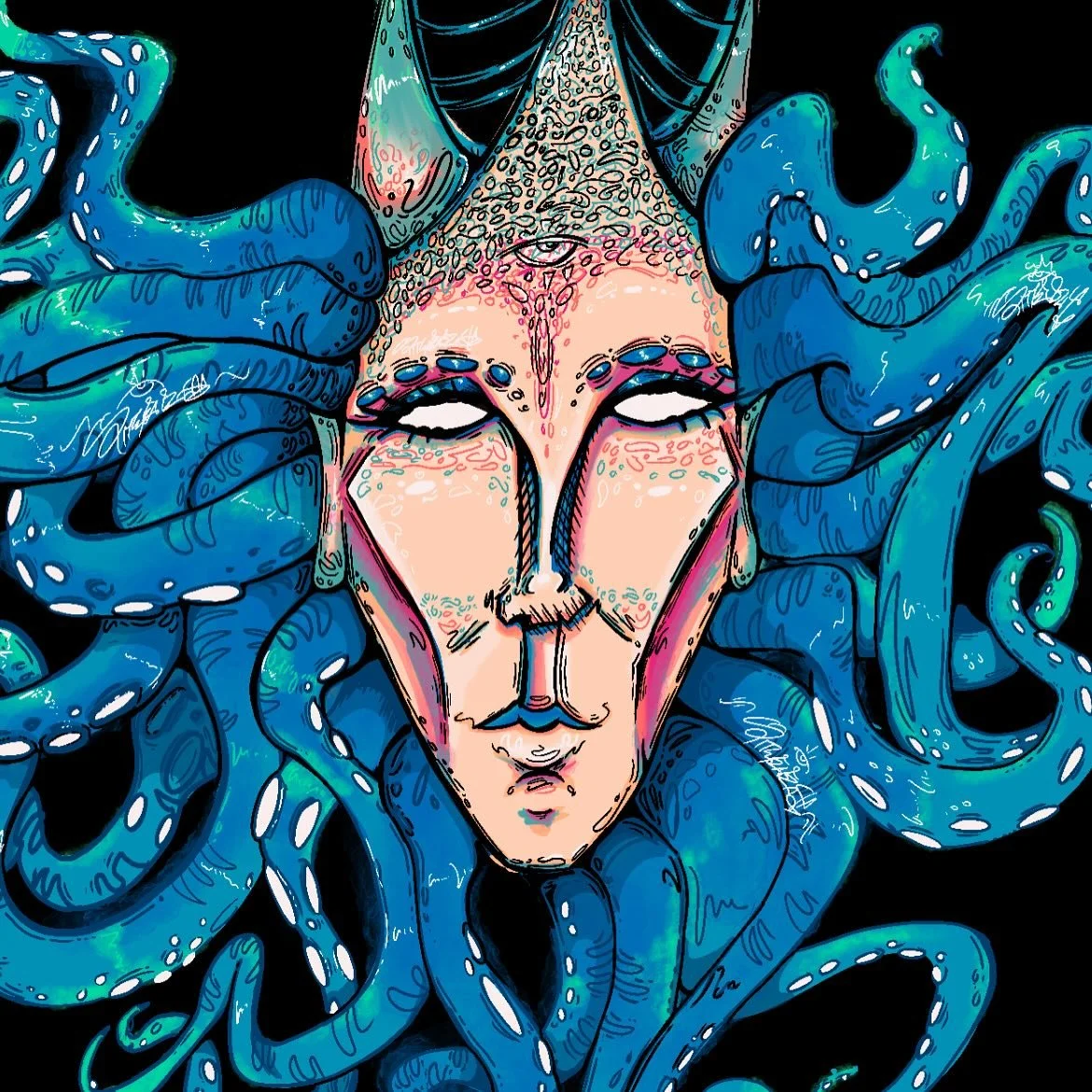 The oracle will see you now.

The deeper into the depths you go, you start to see it all around you. Like a vision darting behind your eyes. A warning to heed, yet the urge to press on grows stronger. 
It has you now.

Available soon to purchase on w