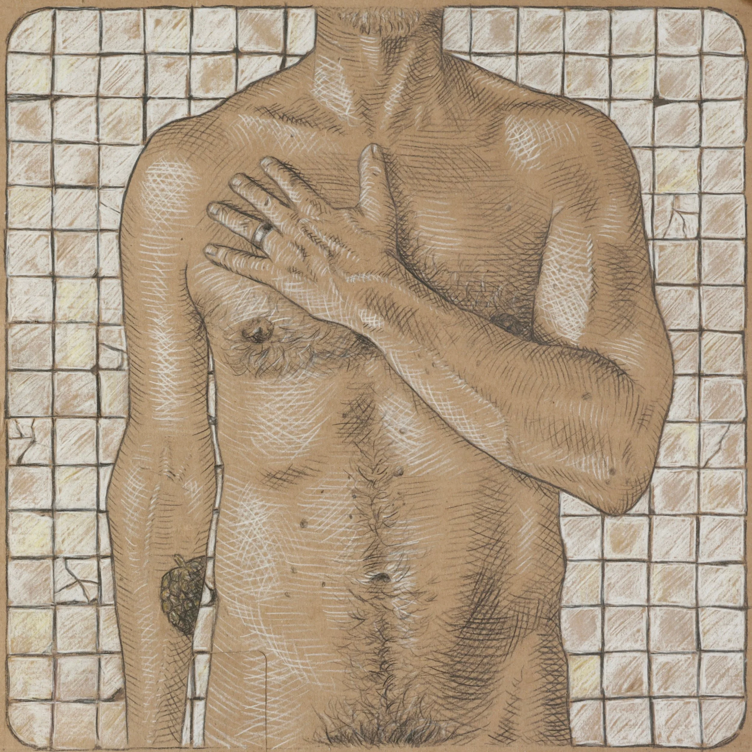 New work, exploring different approaches to my drawing. This work is on color pencil, and the kraft paper is from cardboard boxes. Recto Verso I (Profile), 2026Color pencil on kraft paper, 14 x 14 in.