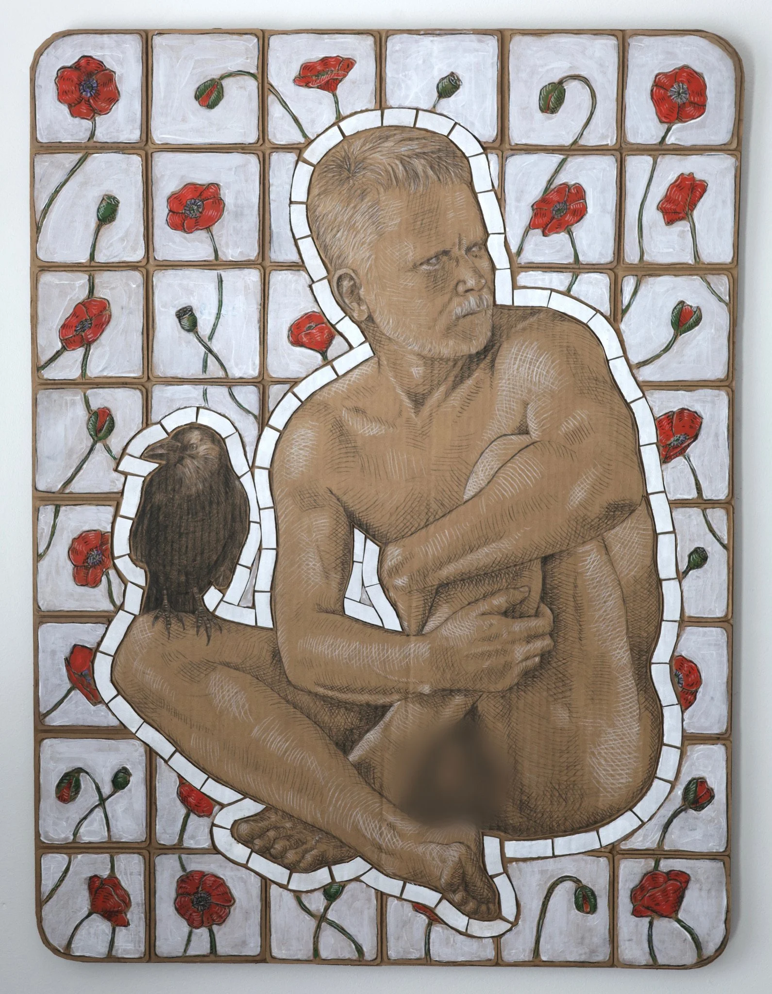 New workPapaver rhoeas (Profile 11-May-2026)Mixed media (color pencil, charcoal, acrylic on cardboard), 40 x 30 in.