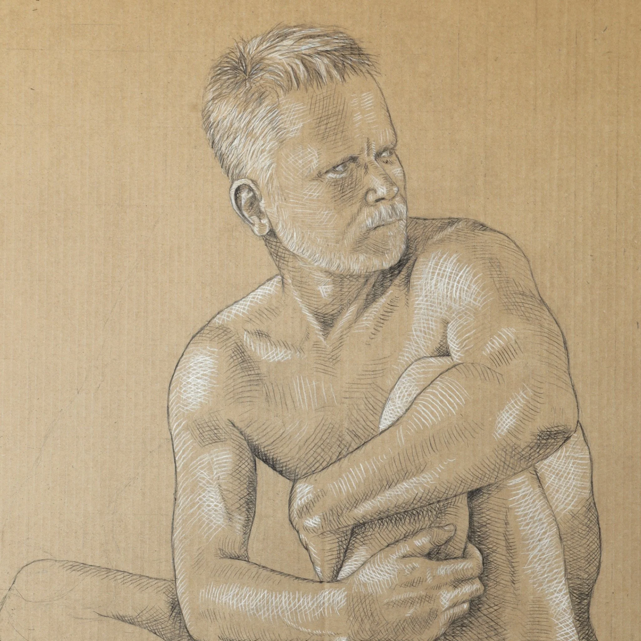 More work in progress, color pencil on cardboard.