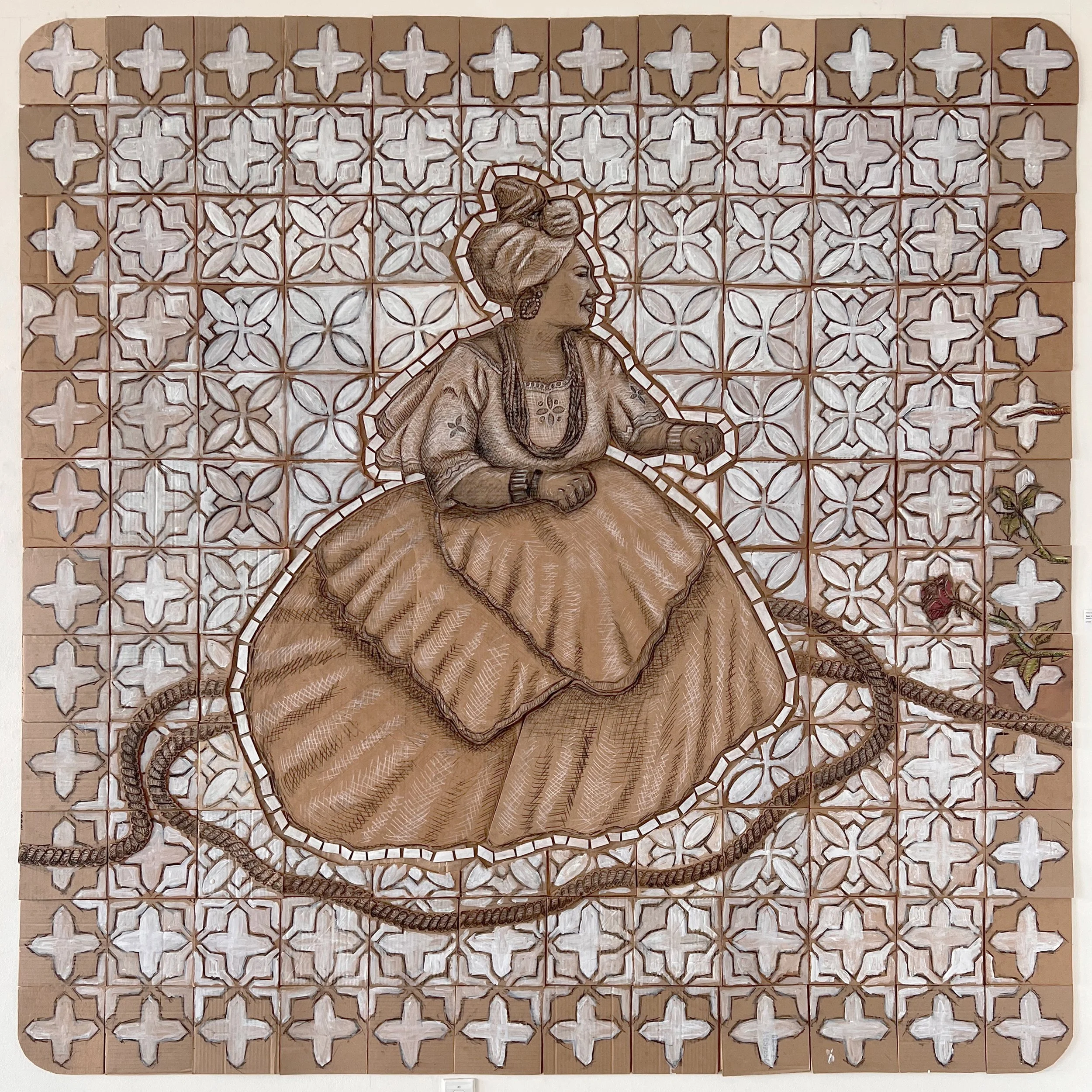 Baiana, 2023. Mixed media (charcoal, acrylic paint, cardboard), 90 x 90 in..jpeg