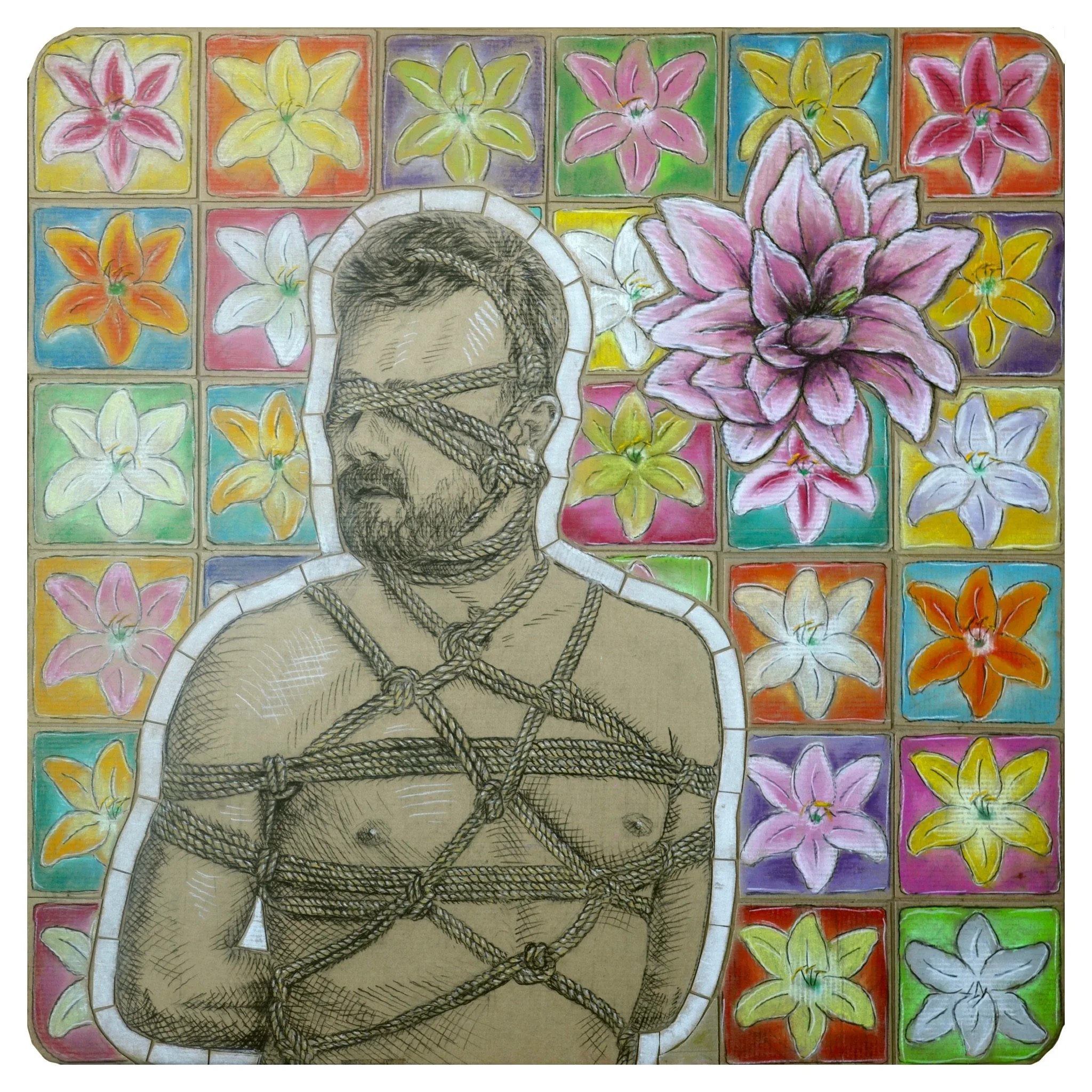 Lilium, 2026. Mixed media (charcoal, pastel on cardboard), 30 x 30 in.