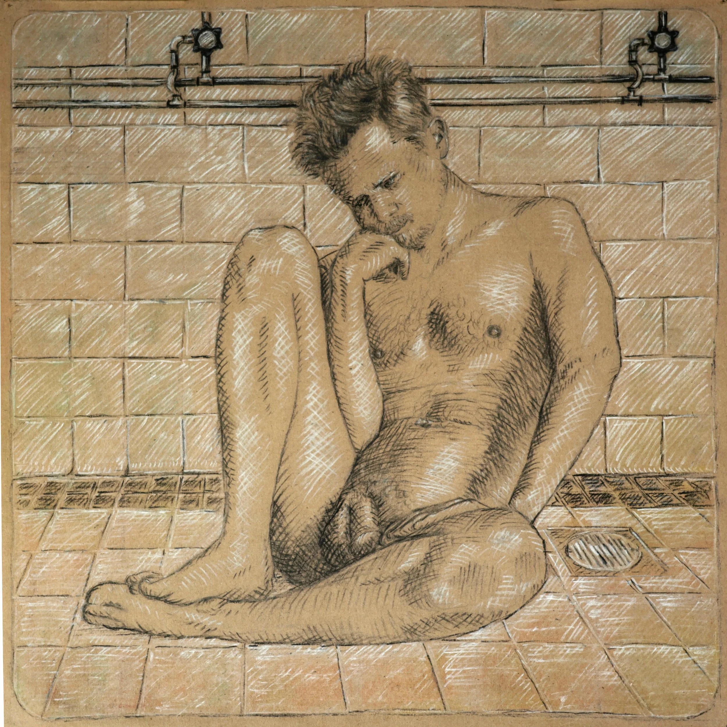 Profile 28-Feb-2003, 2025
Charcoal and pastel on kraft paper, 15 x 15 in.