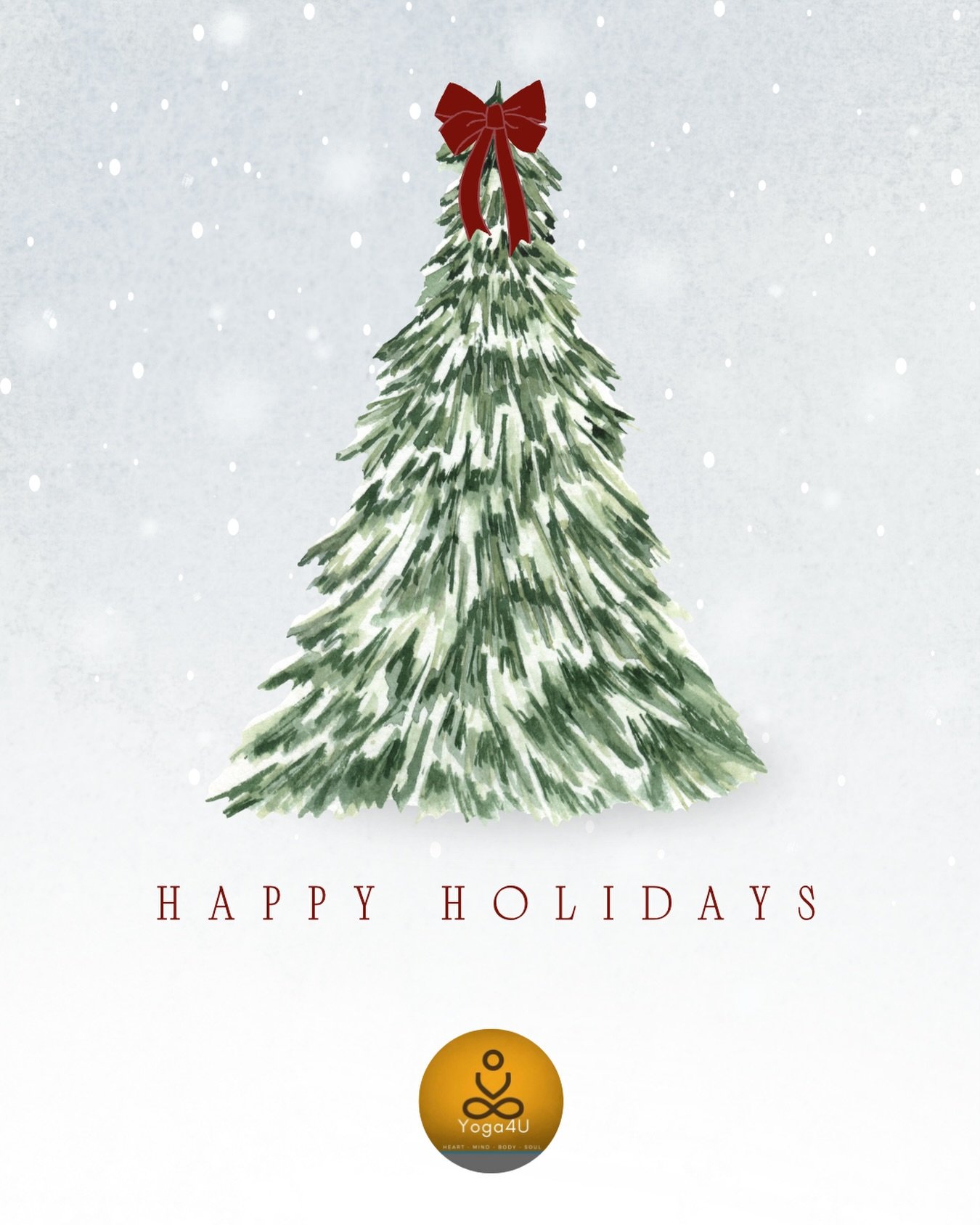 Merry Christmas &amp; Happy Holidays from Yoga4U!🧘&zwj;♀️🧘🏽&zwj;♂️🙏🏻
Wishing you peace, joy, and many mindful moments this season 🎄✨#happyholidays #holidayseason #yogacommunity #mindfulholidays #seasonofjoy