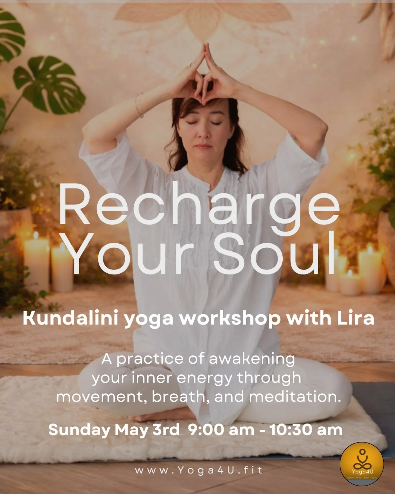 Kundalini Awakening Workshop ✨
at Yoga4U Brampton.

Ready to elevate your energy, calm your mind, and reconnect with your true self? 🧘&zwj;♀️💫.

Join us for a powerful 1.5-hour Kundalini Yoga experience designed to awaken your inner energy through 