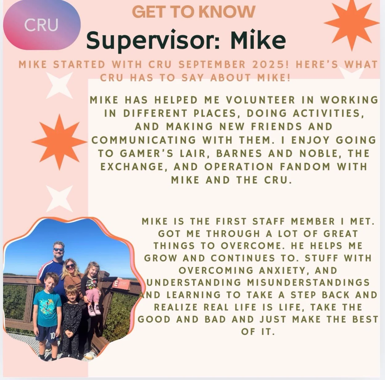 Supervisor spotlight with MIKE!!! Mike loves talking about comic books, Marvel theories, music and always helping everyone with their tech and NMT schedules! We don&rsquo;t know what we would do with out our Mickey Poo (as he is lovingly referred to 