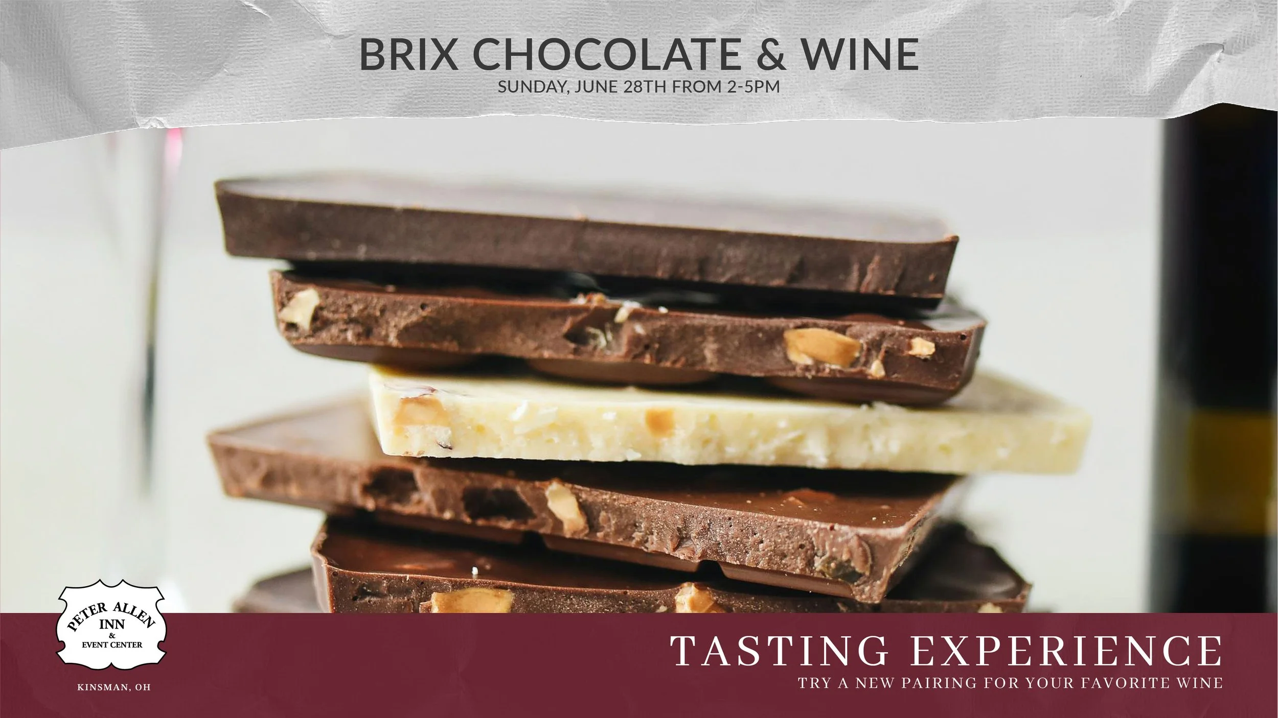Brix Chocolate & Wine Thumbnail with Stack of Chocolate on White Background with Text