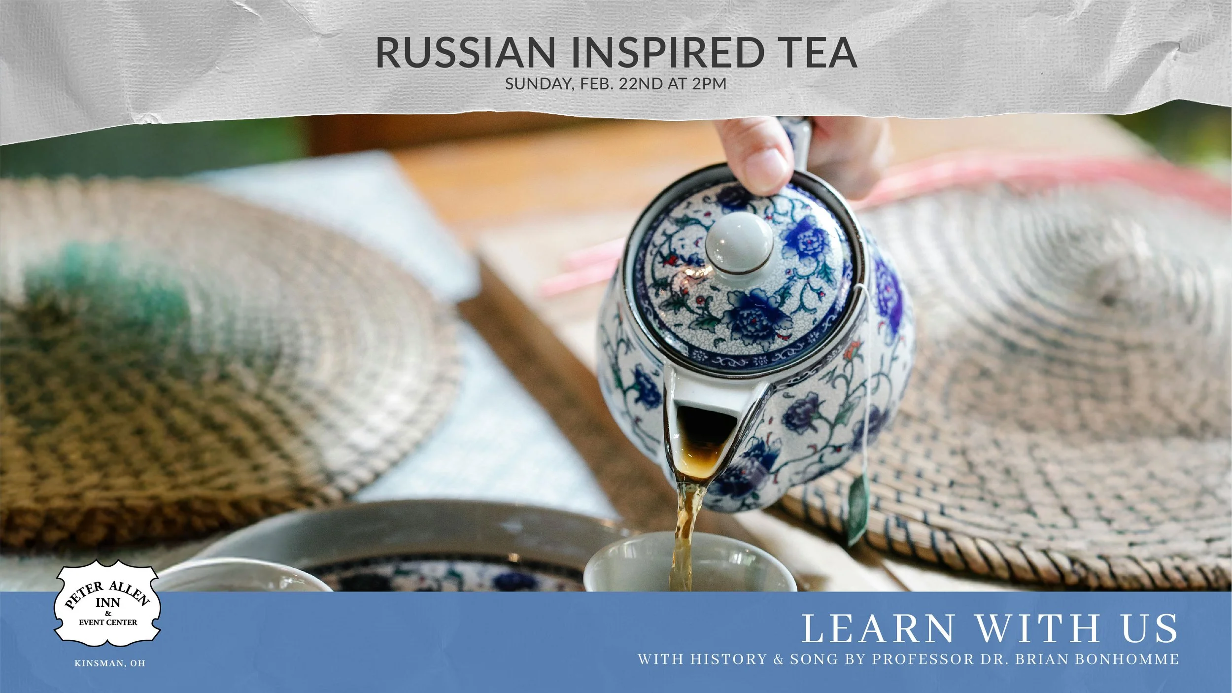 Russian Tea Thumbnail with intricately patterned tea pot pouring tea into cup