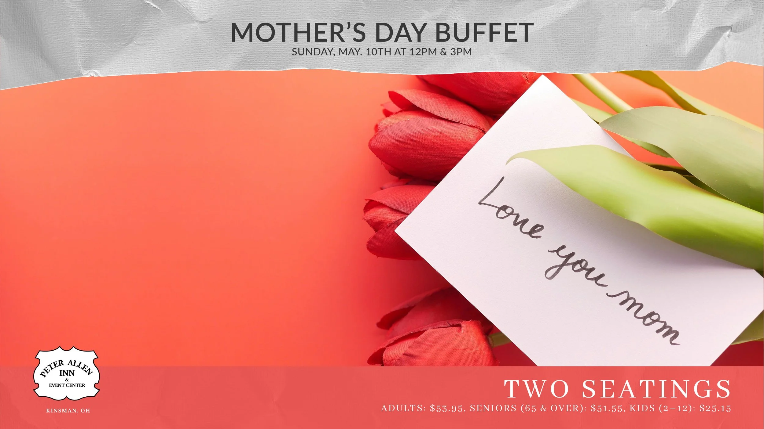 Mother's Day Thumbnail with card saying "Love You Mom" laying on top of flowers