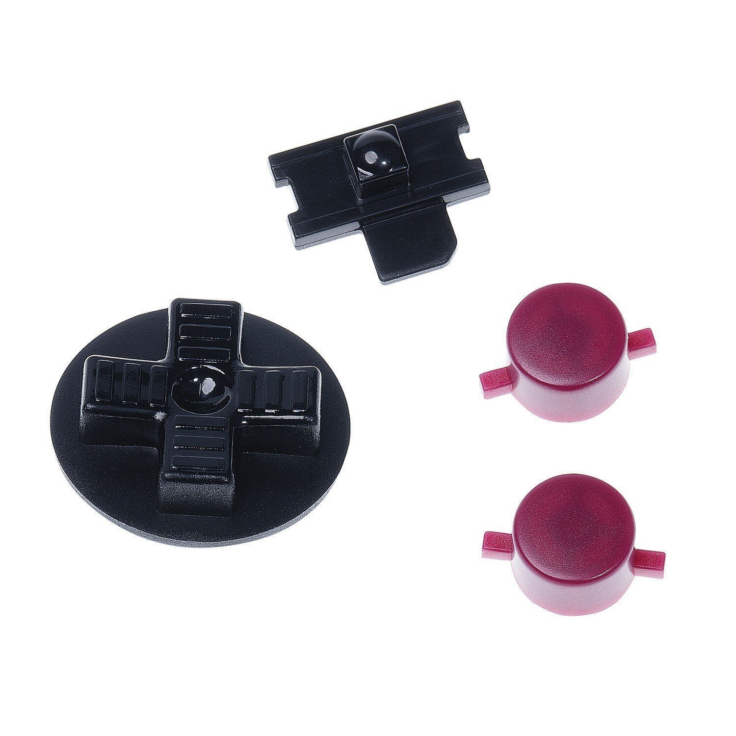 Buttons for the Original DMG GameBoy, With a black directional pad and maroon A and B buttons