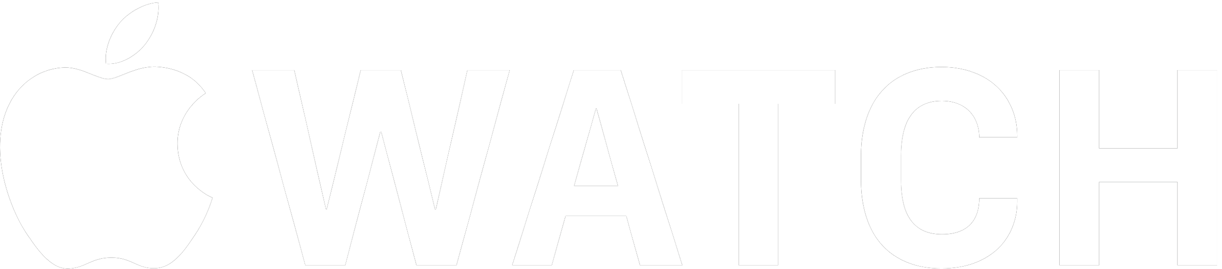 Apple logo followed by the word 'WATCH' in bold white letters on a black background.