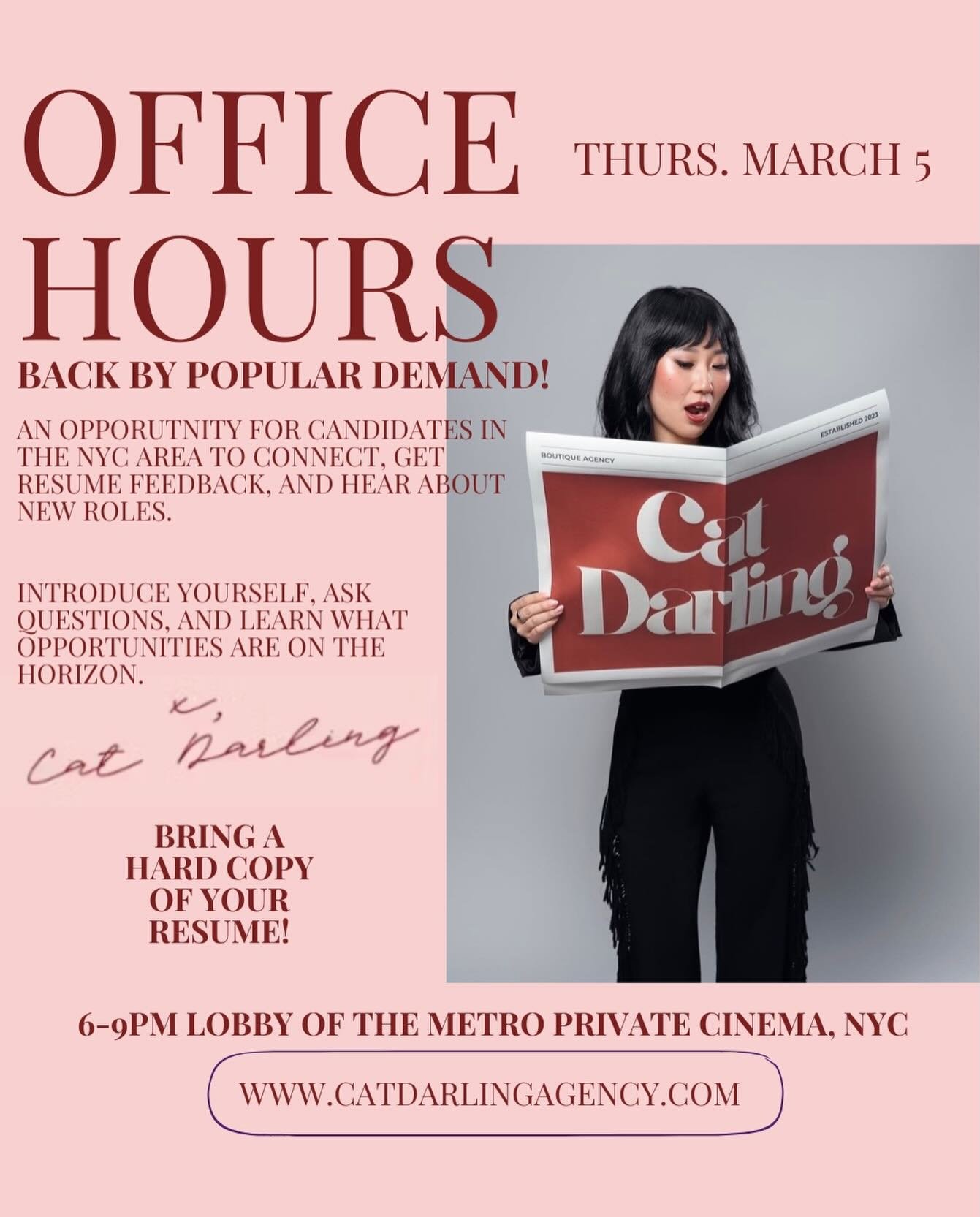 NYC! Still no luck with your job hunt and want to know what you could be missing? 

Drop by our second Office Hours Thursday, March 5 in Chelsea! This is the perfect opportunity to network, get in real time resume critiques, and find out about job op