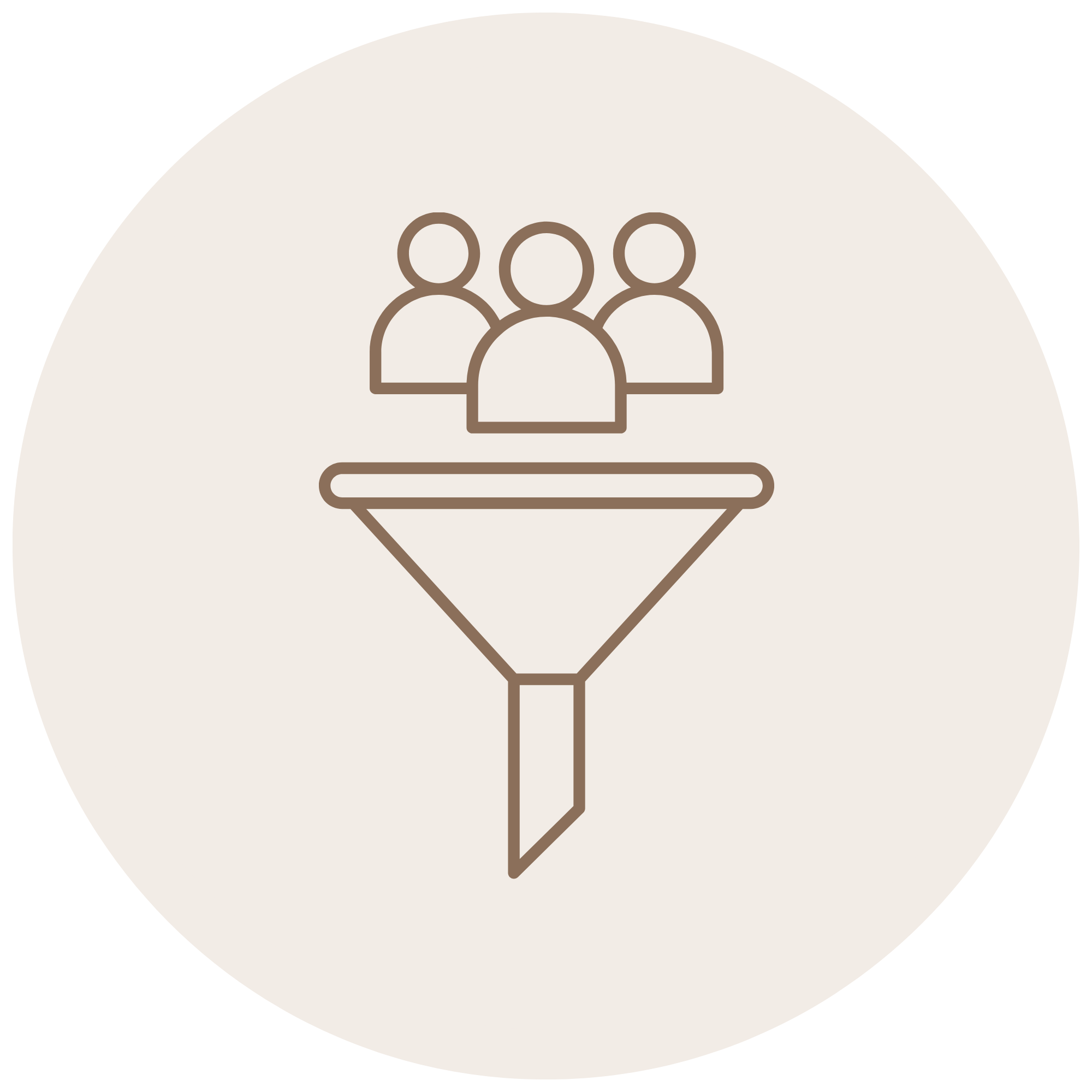 Illustration of three people icons above a horizontal line representing a list or group.