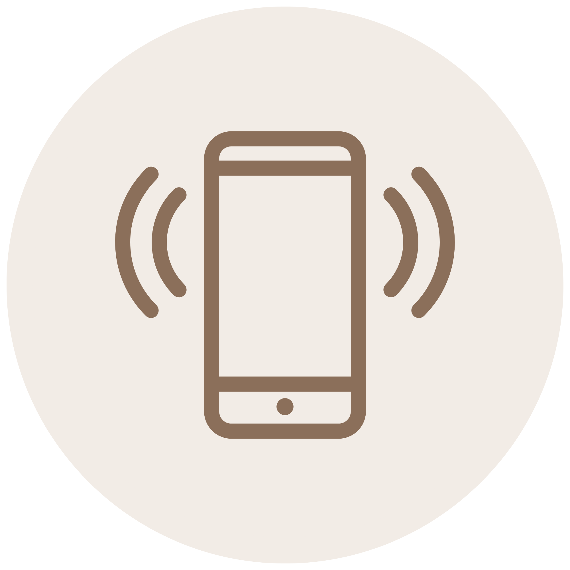 Icon of a smartphone with wireless signals radiating from it, indicating wireless connectivity or NFC technology.