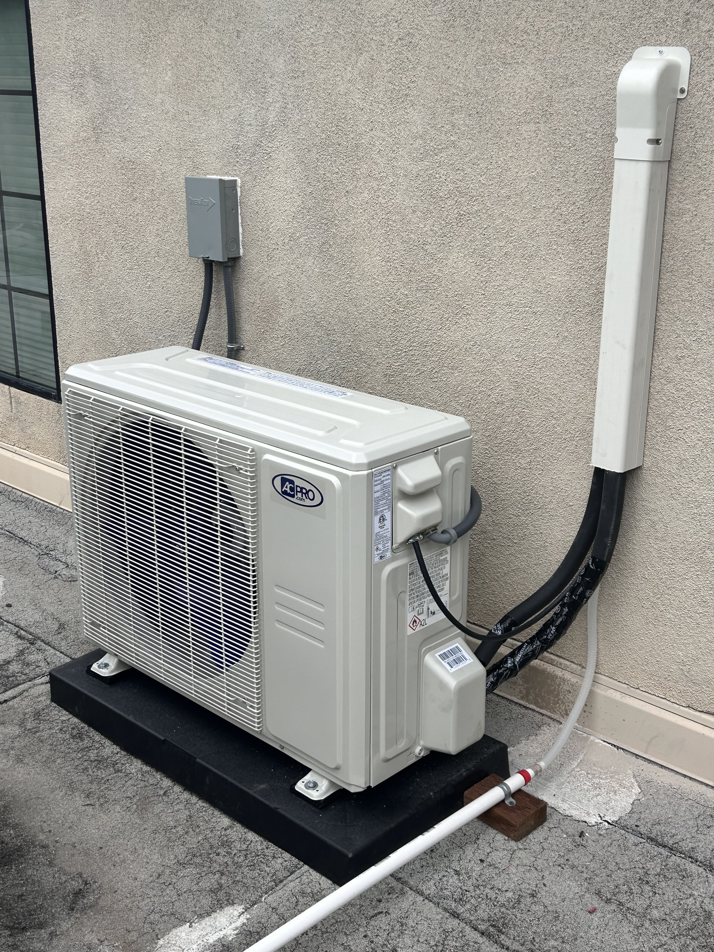 The outdoor half of the mini split installation completed in Orange, California. High efficiency system installed by Fortt Mechanical.