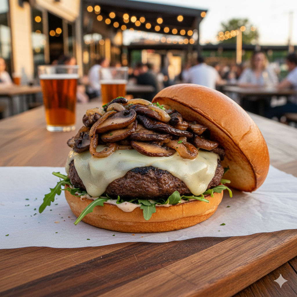 Mushroom Burger with Swiss Cheese