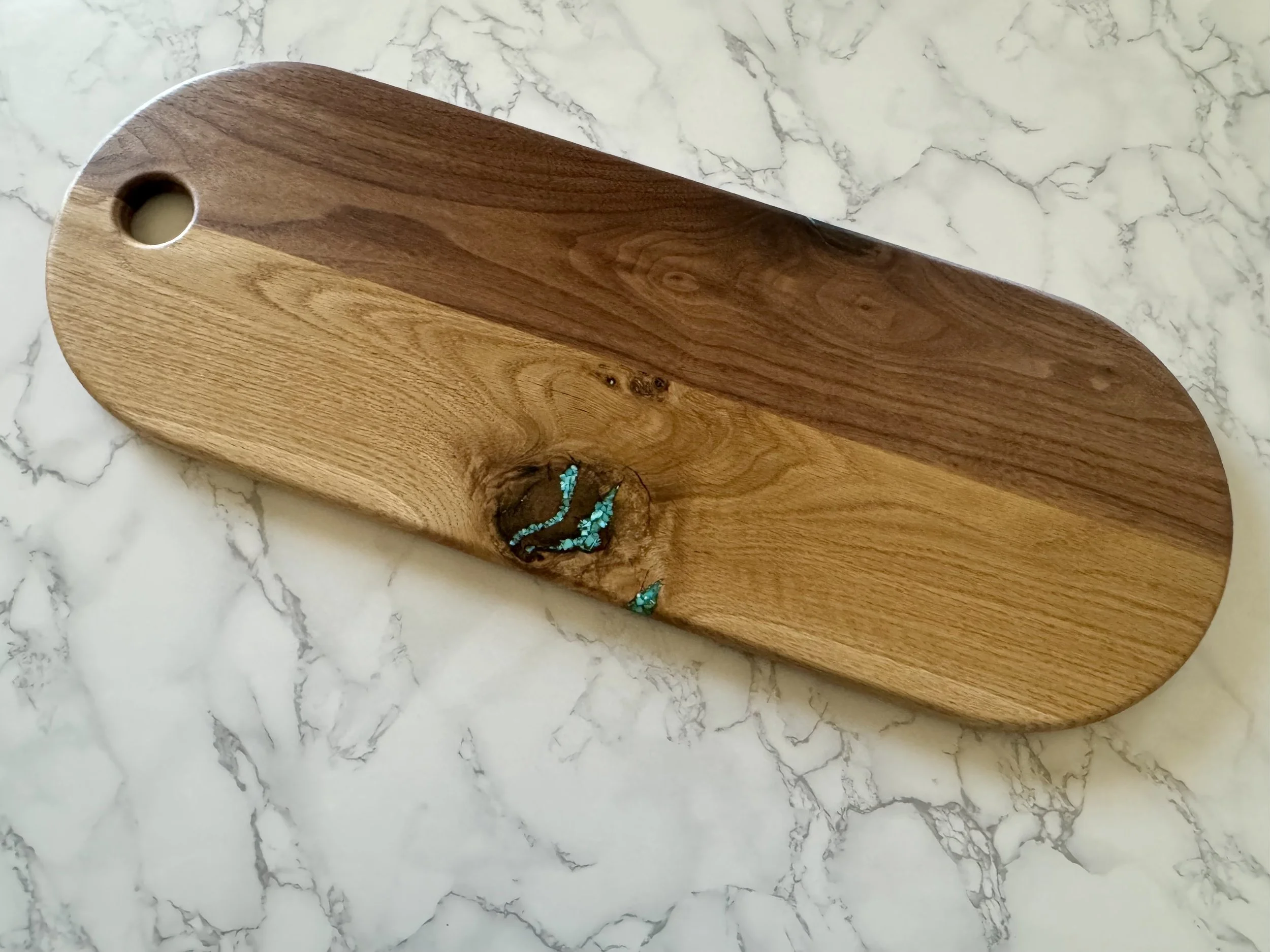 WHITE OAK AND WALNUT WITH SW TURQUOISE