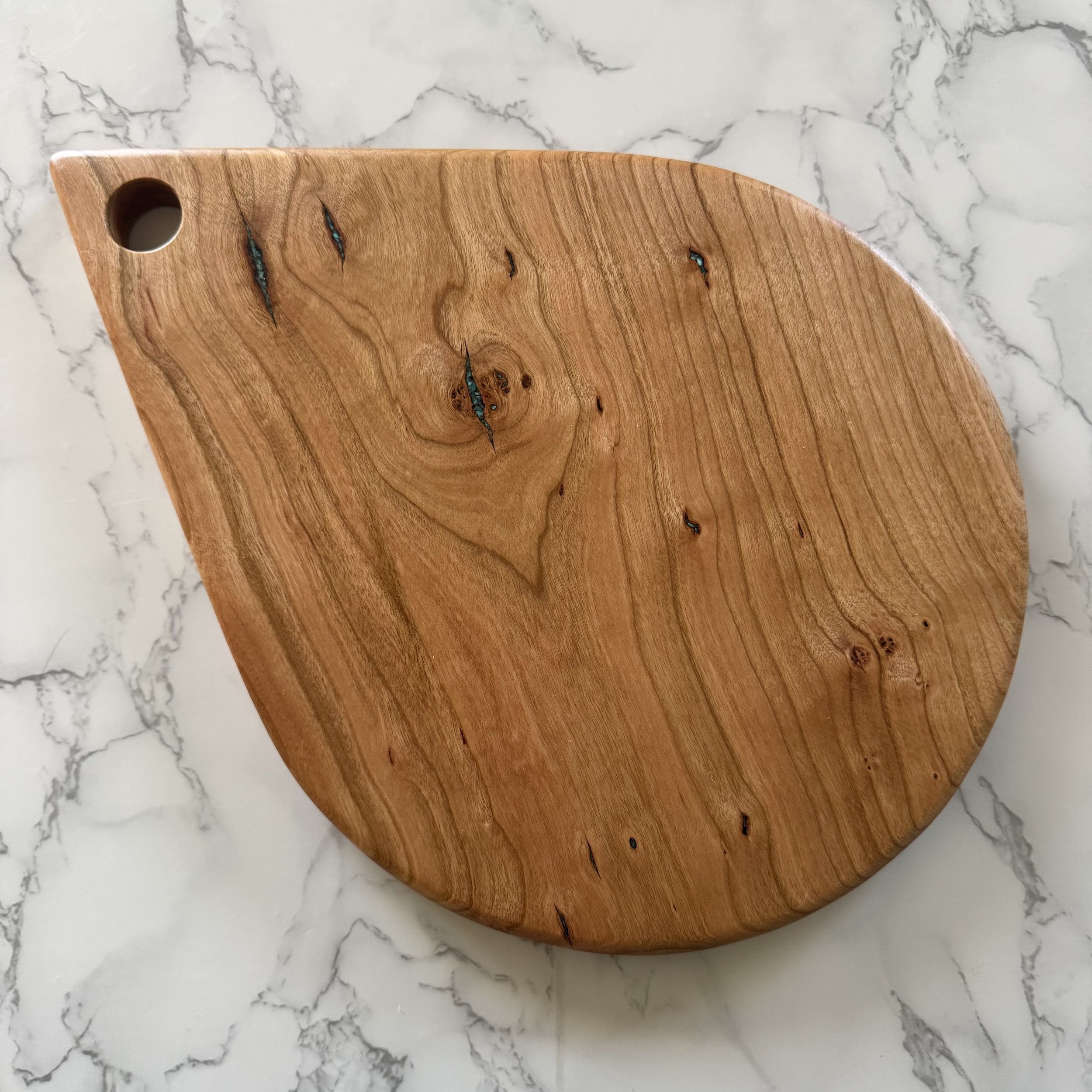 Cherry Tear Cutting Board w/ SW Turquoise