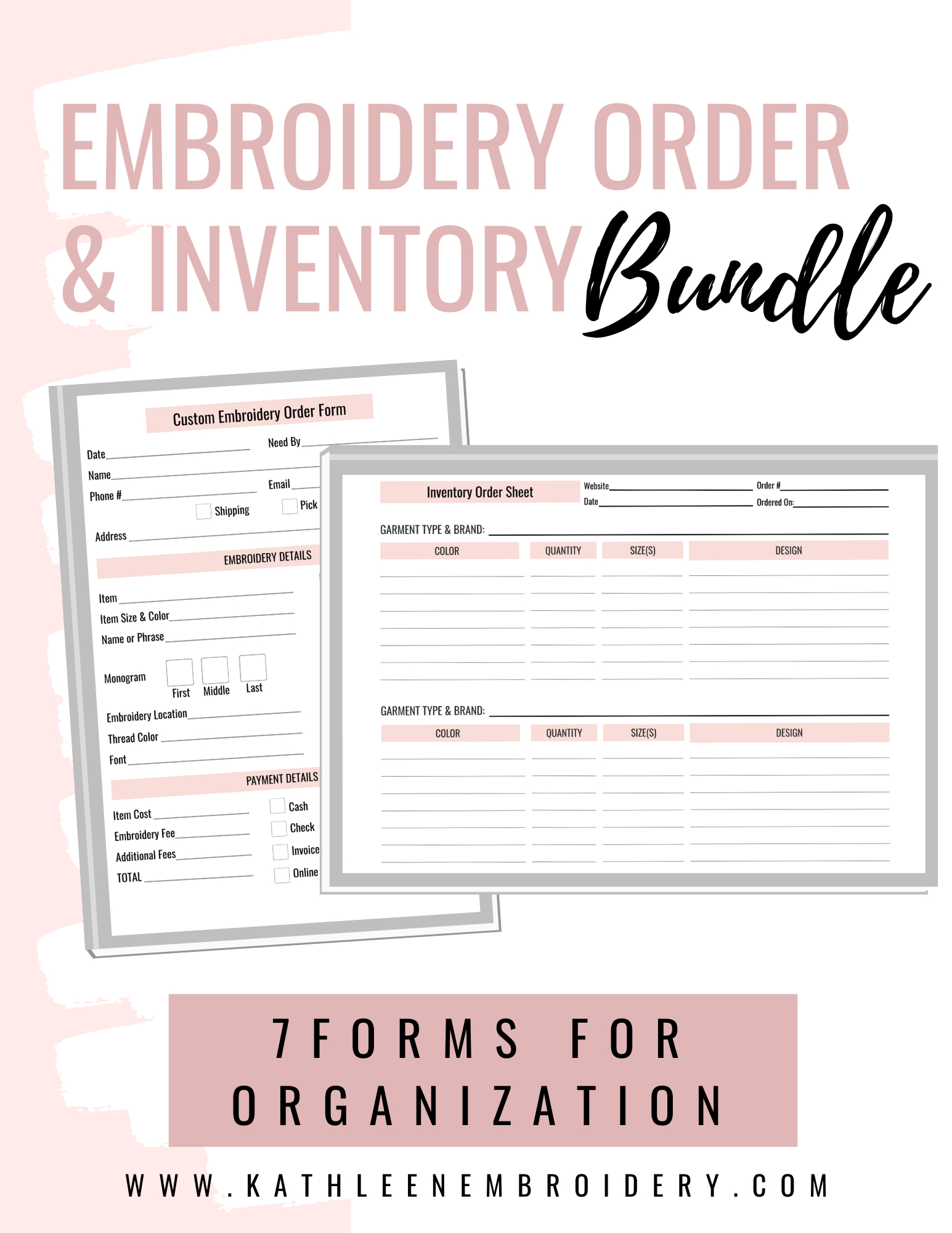 Embroidery Order & Inventory Form Bundle