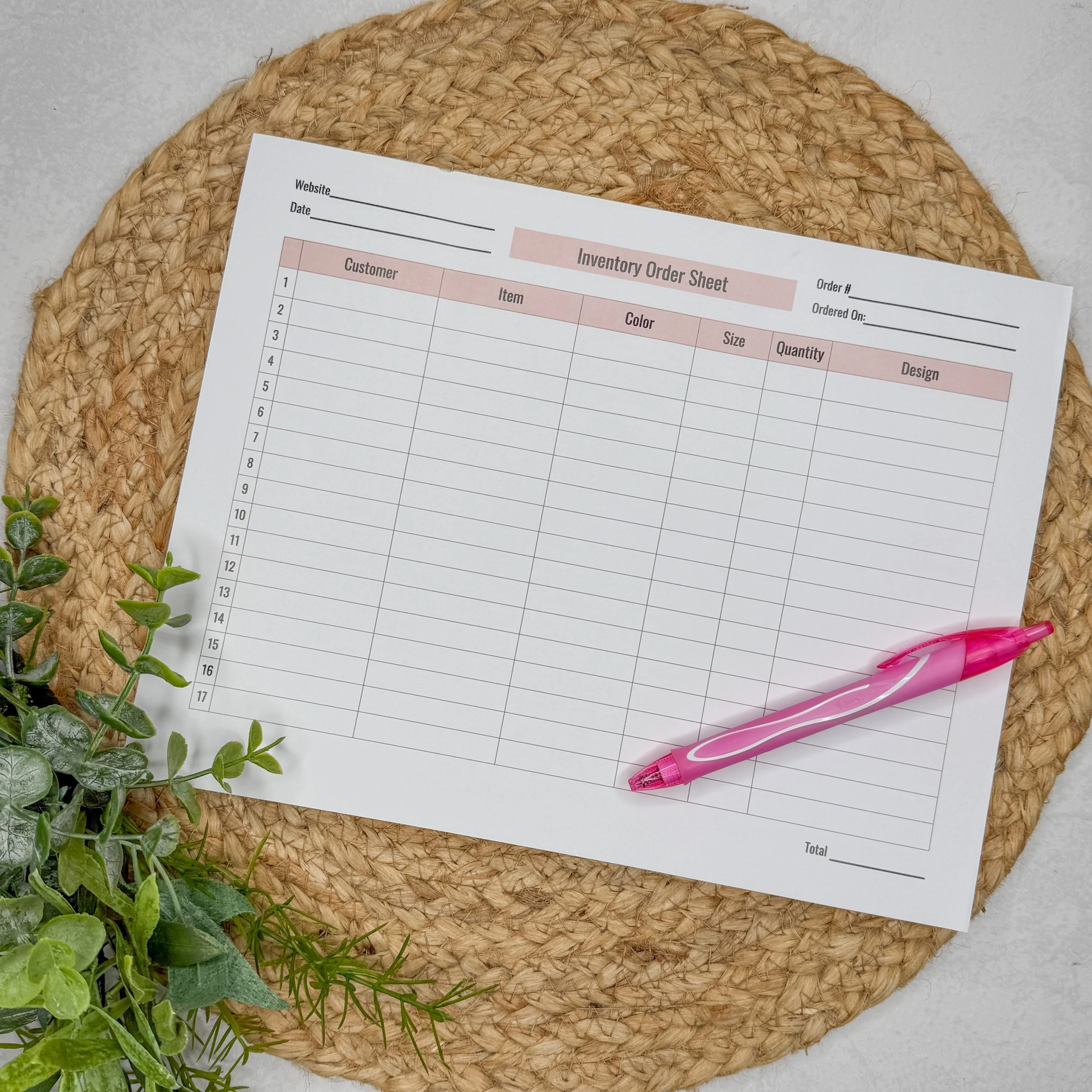 Inventory Order Sheet Notepad - 100 Count