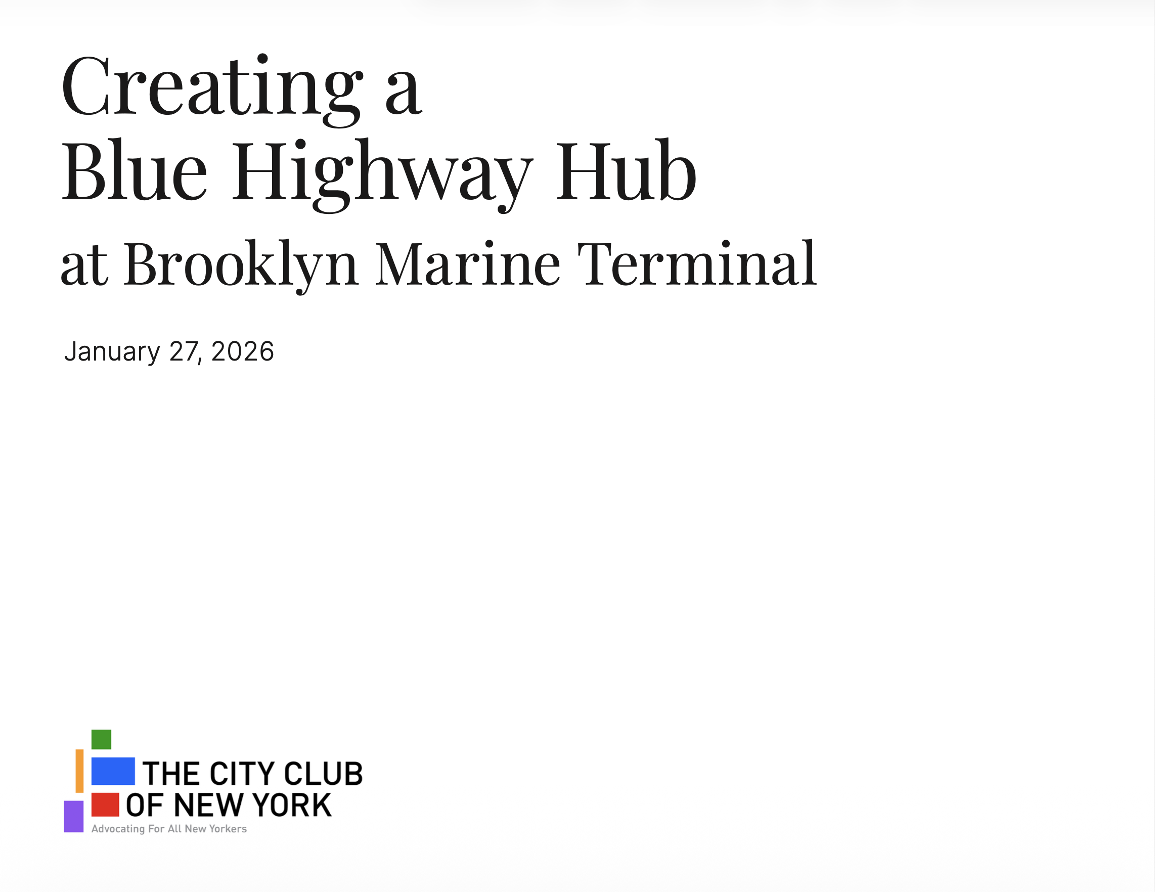 City Club NY – Port-Only Plan