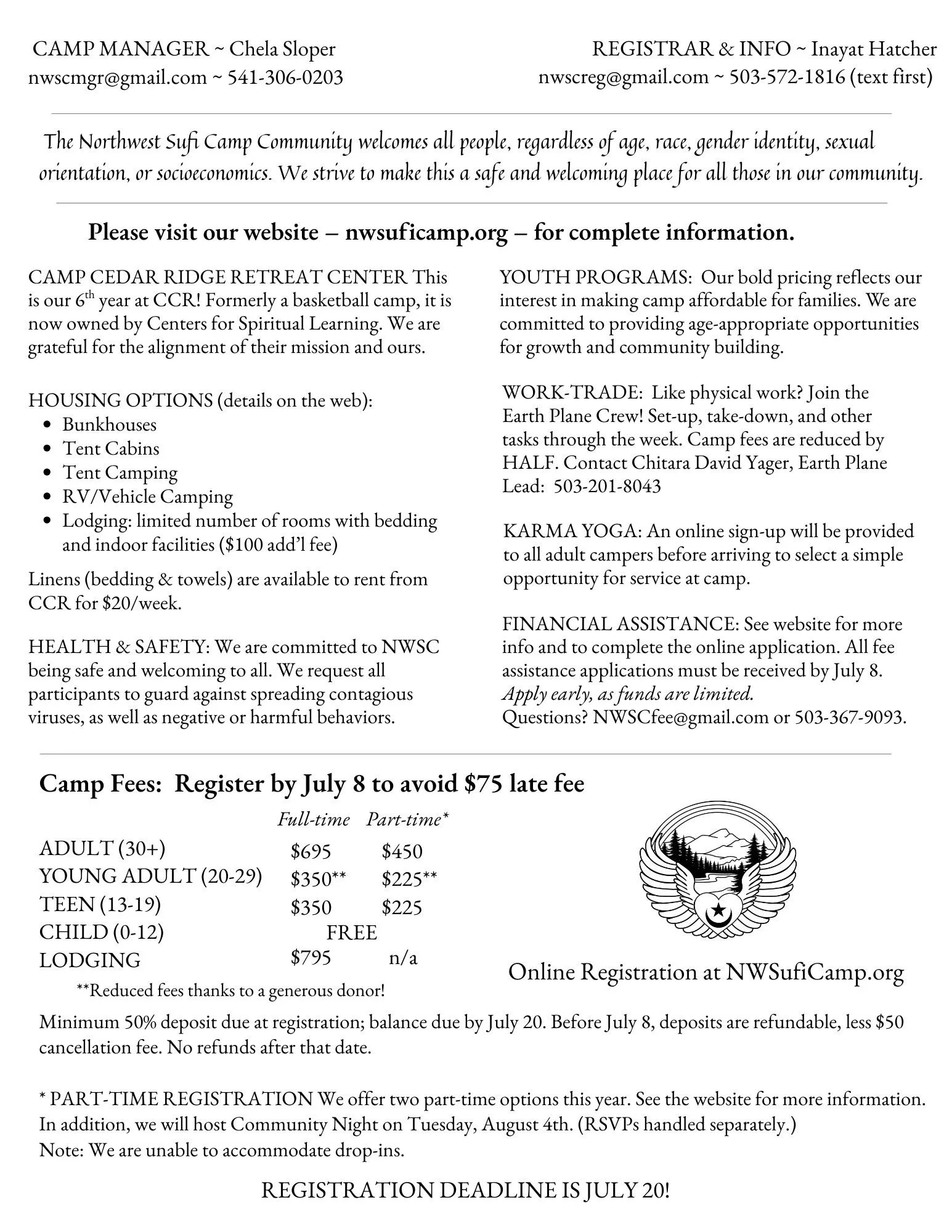 back of camp flyer