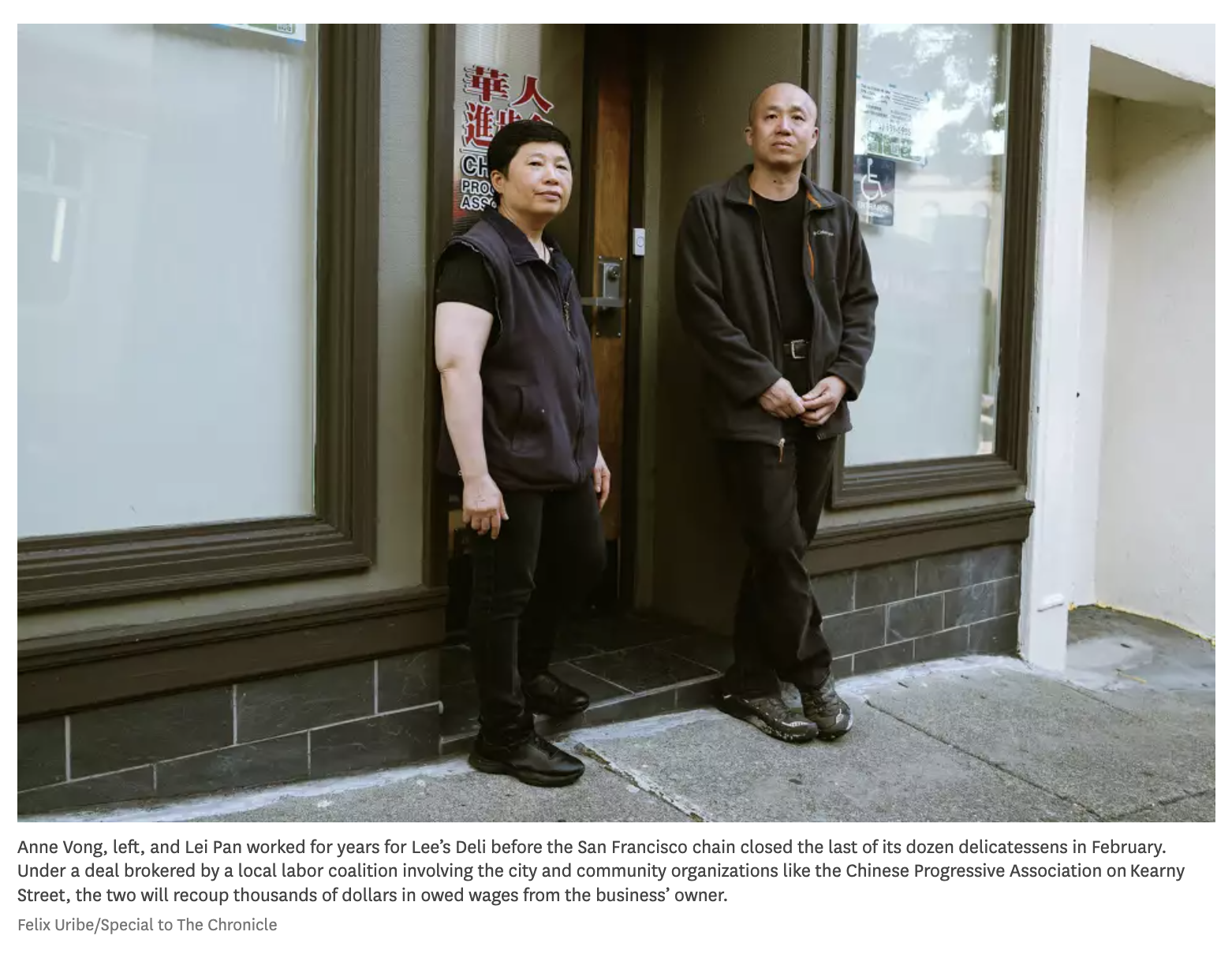 SF Chronicle — “Former workers of S.F. institution Lee’s Deli secure $60,000 in unpaid wages”