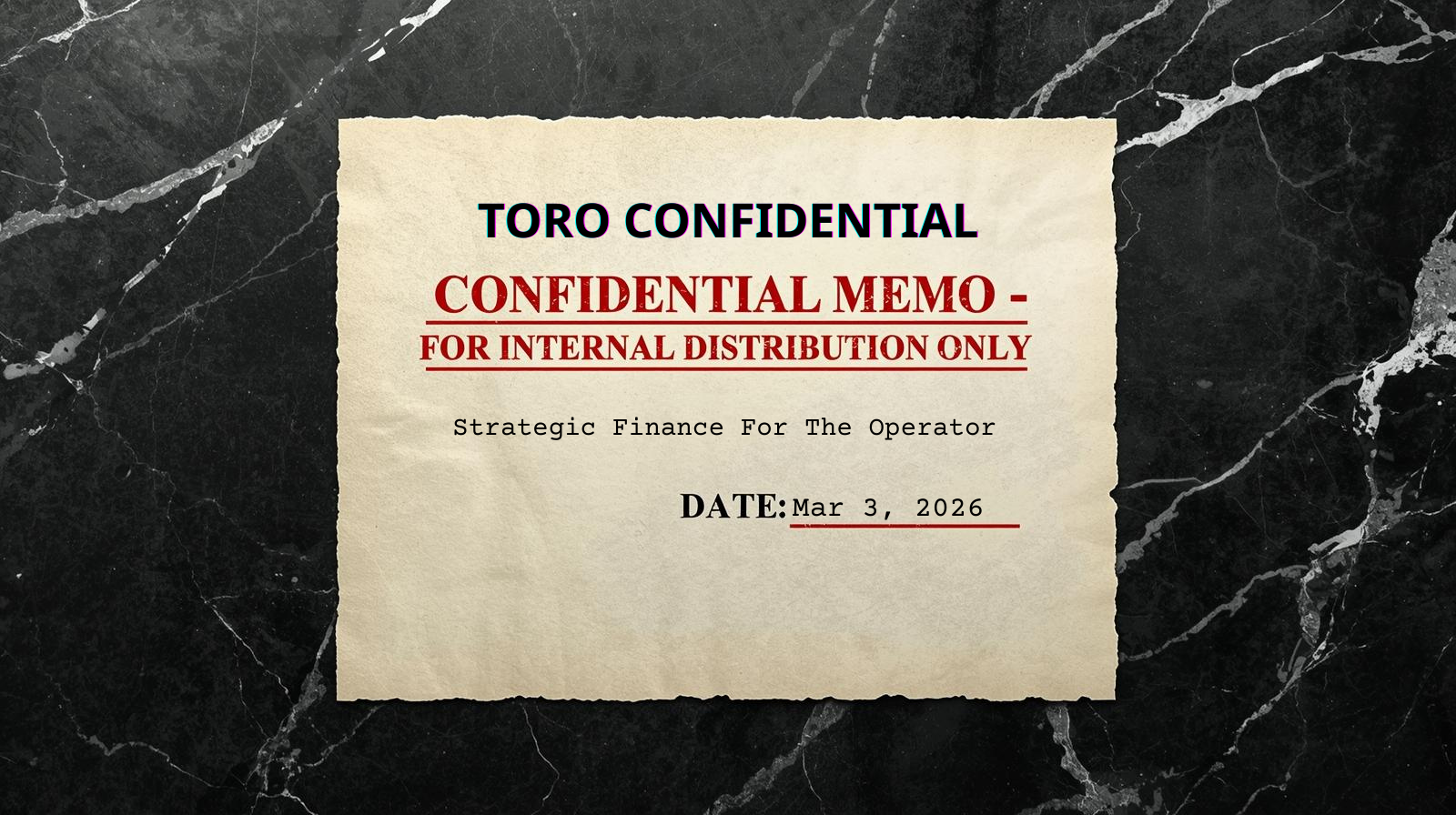 STRATEGIC FINANCE FOR THE OPERATOR