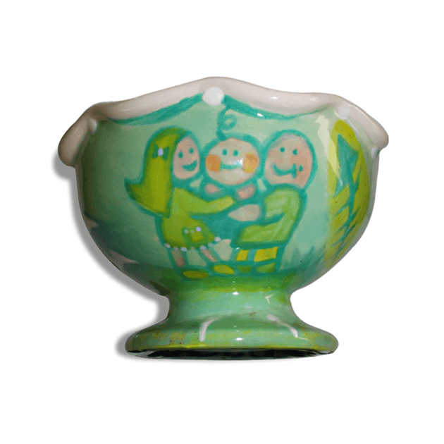 Sweet Pea Bowl - side view - baby painting