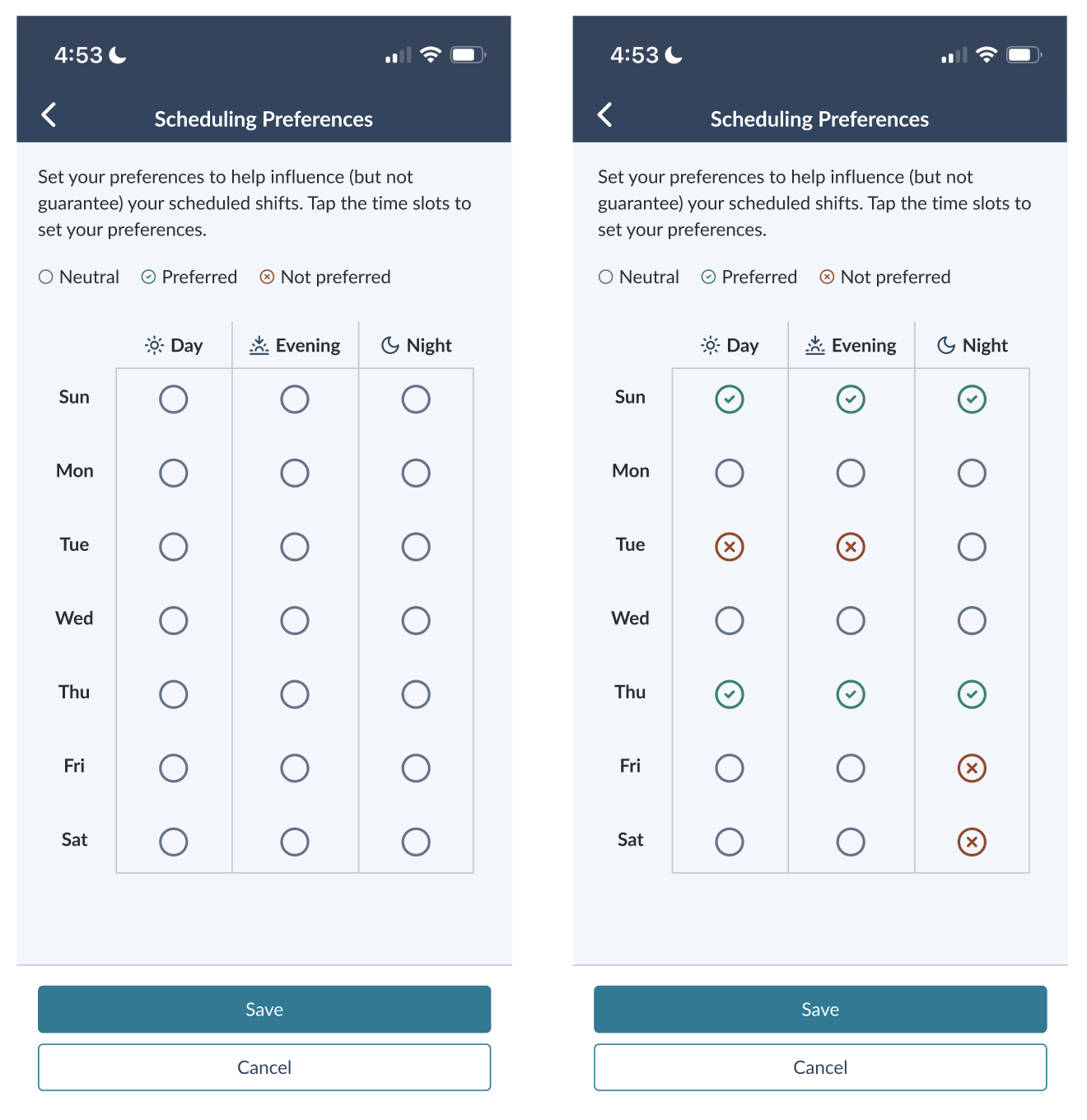 Allow workforce to select their shift preferences 