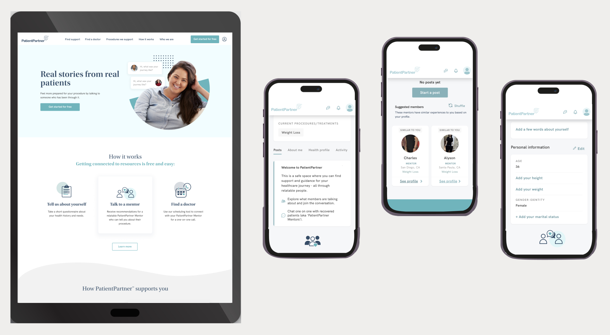 Design strategy for PatientPartner Lead Form and Community App