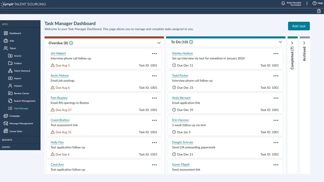 A helpful task list for Talent Sourcing teams