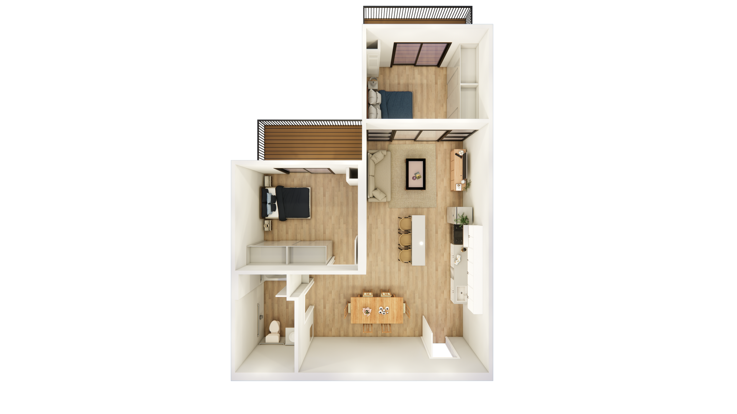 LIHTC unit render with open roof