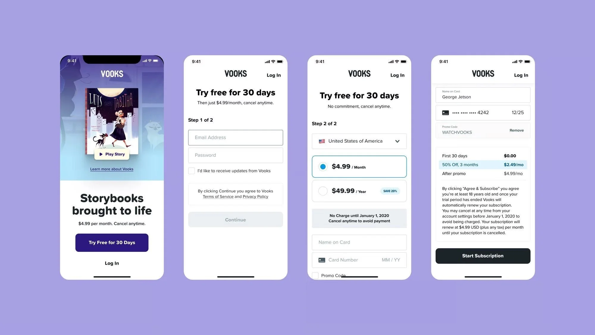 Vooks signup process