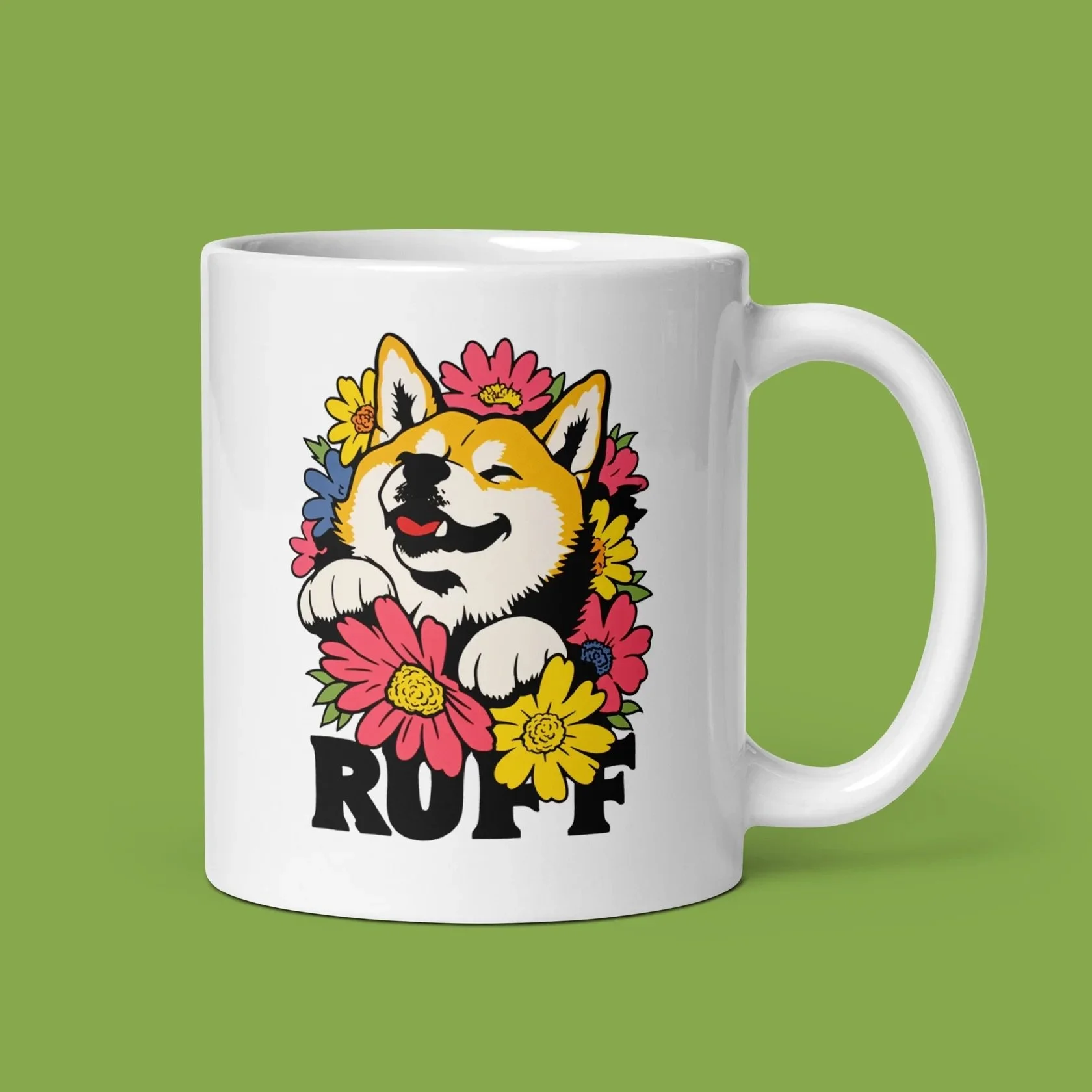 Shiba Inu mug, sticker, and shirt set