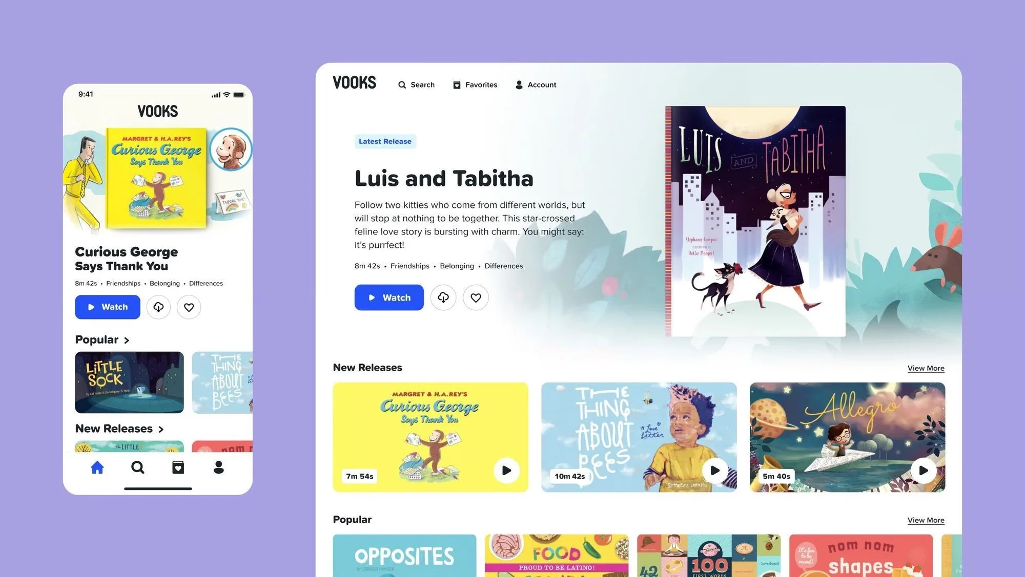 Vooks mobile app displayed next to website