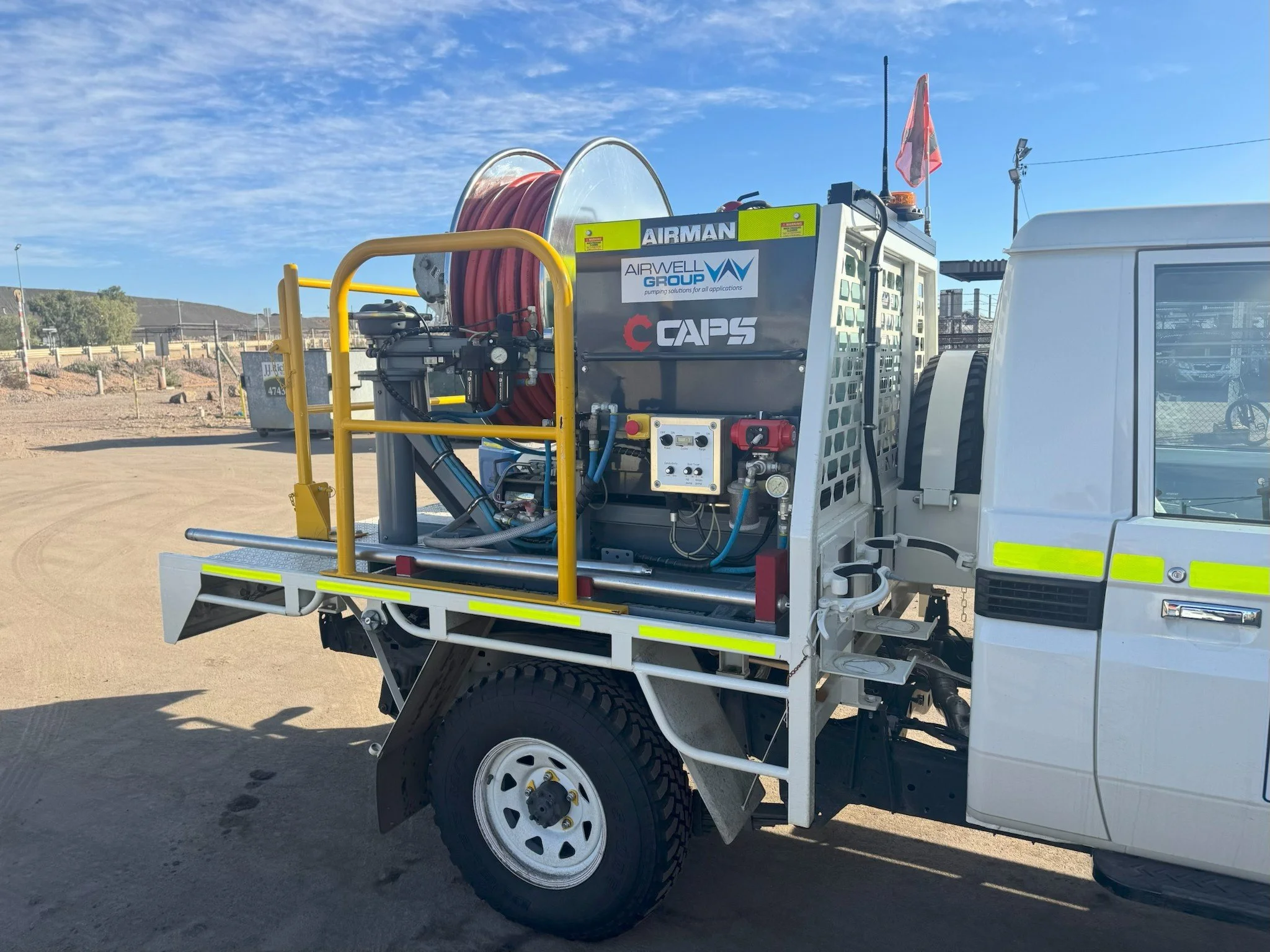 Mining ute tray custom designed and engineered to hold a pump