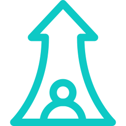 person in the middle of an arrow going upwards