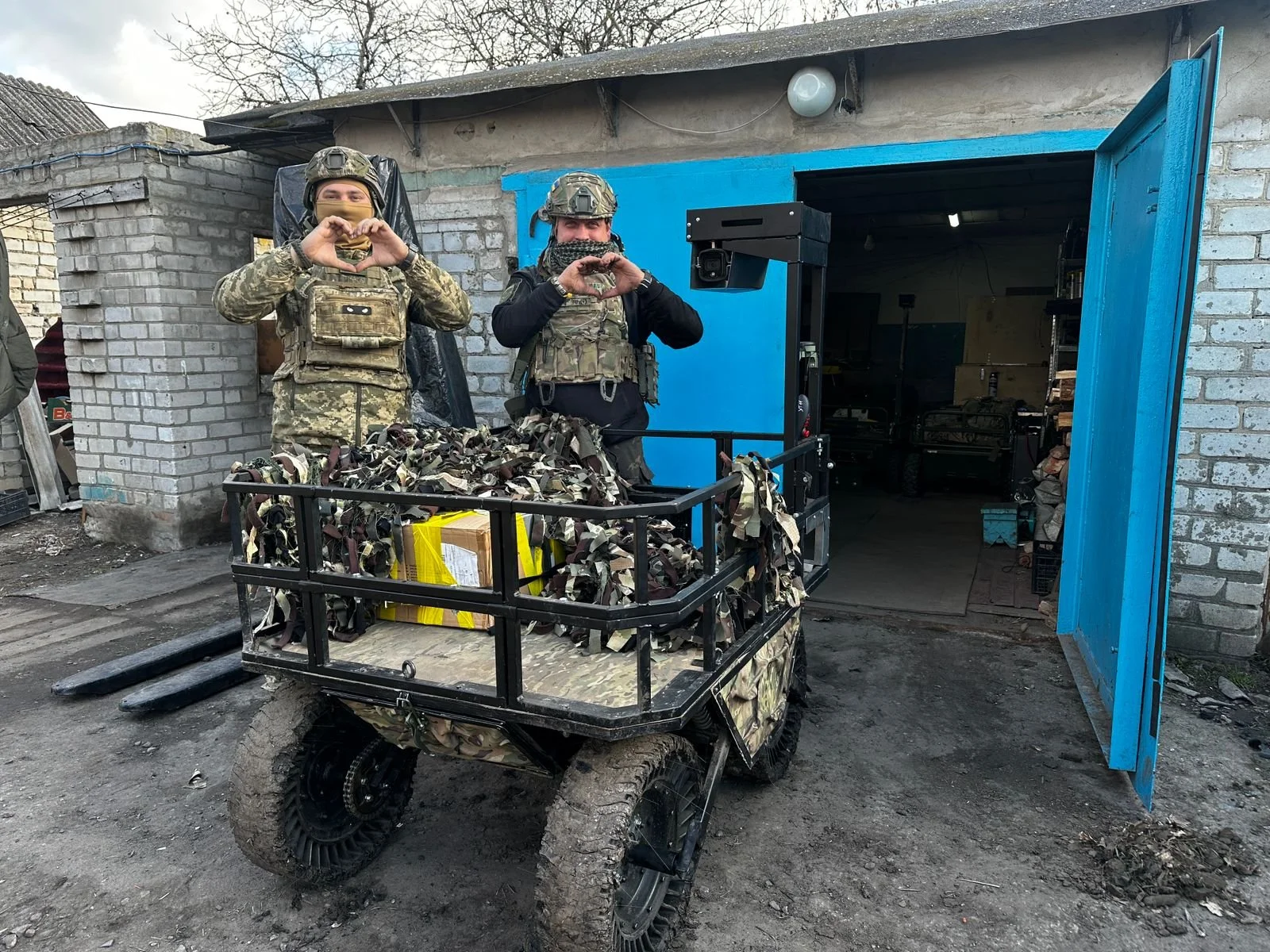The recipients of our aid with the UGV already on duty