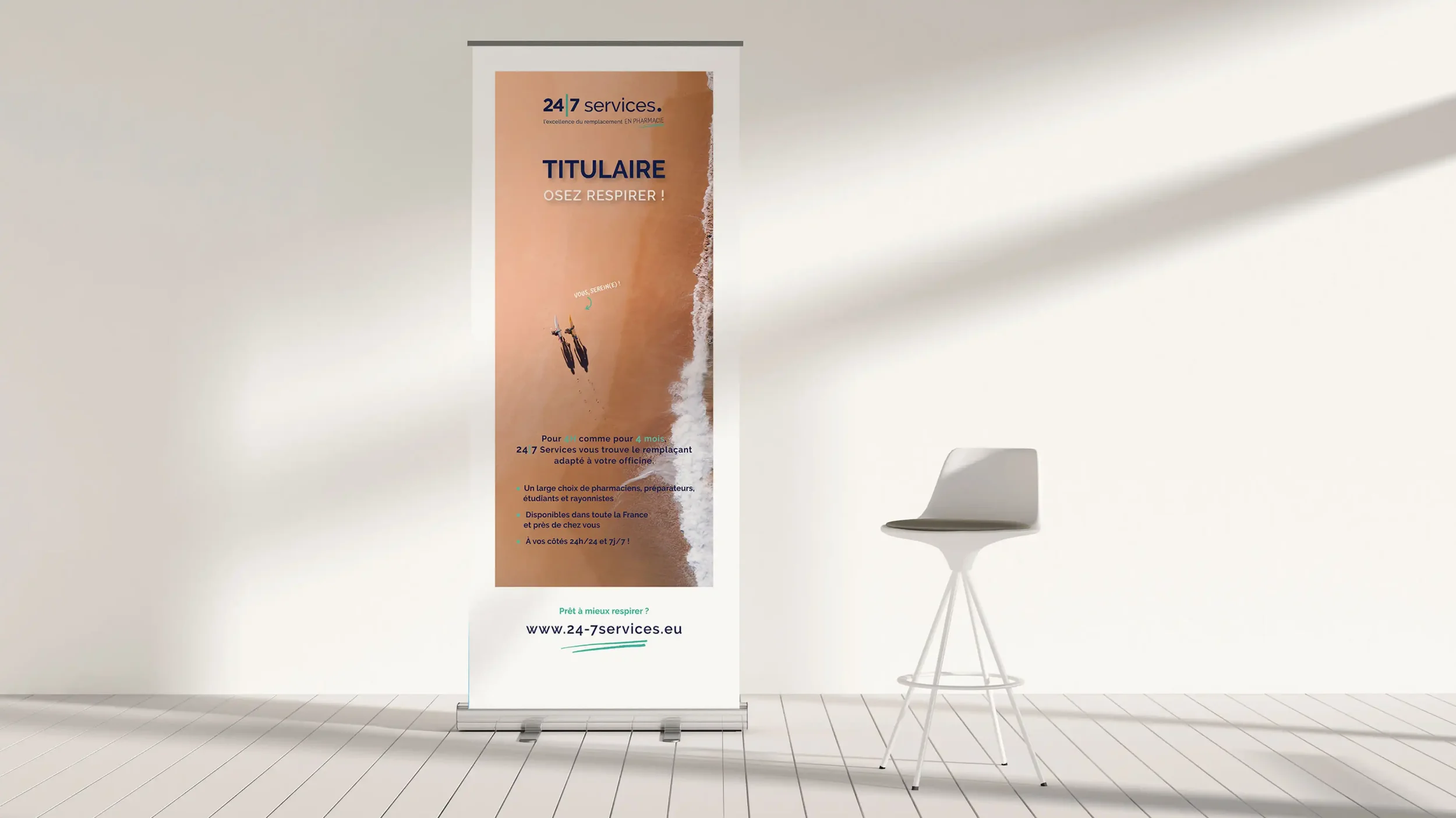Kakémono professionnel conçue pour renforcer la visibilité d’une campagne de communication B2B