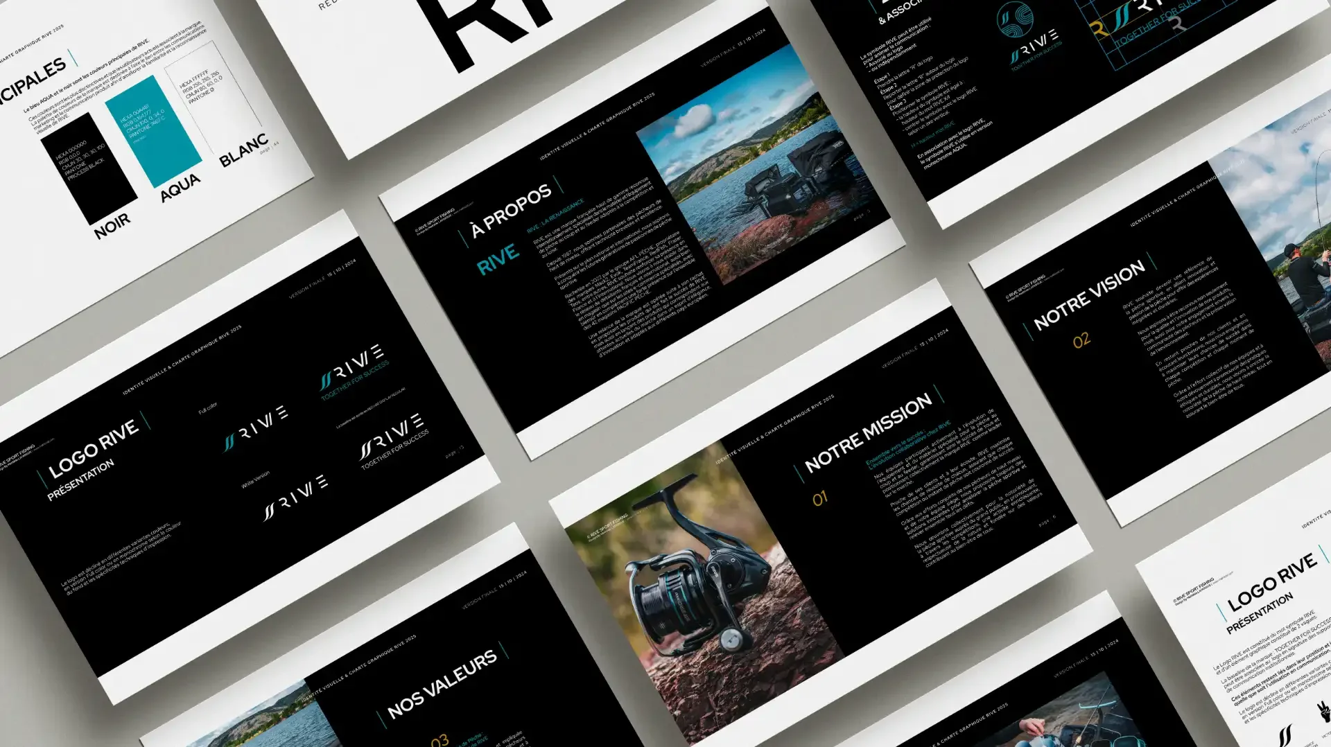 Slides de présentation de la charte graphique de la nouvelle identité visuelle RIVE