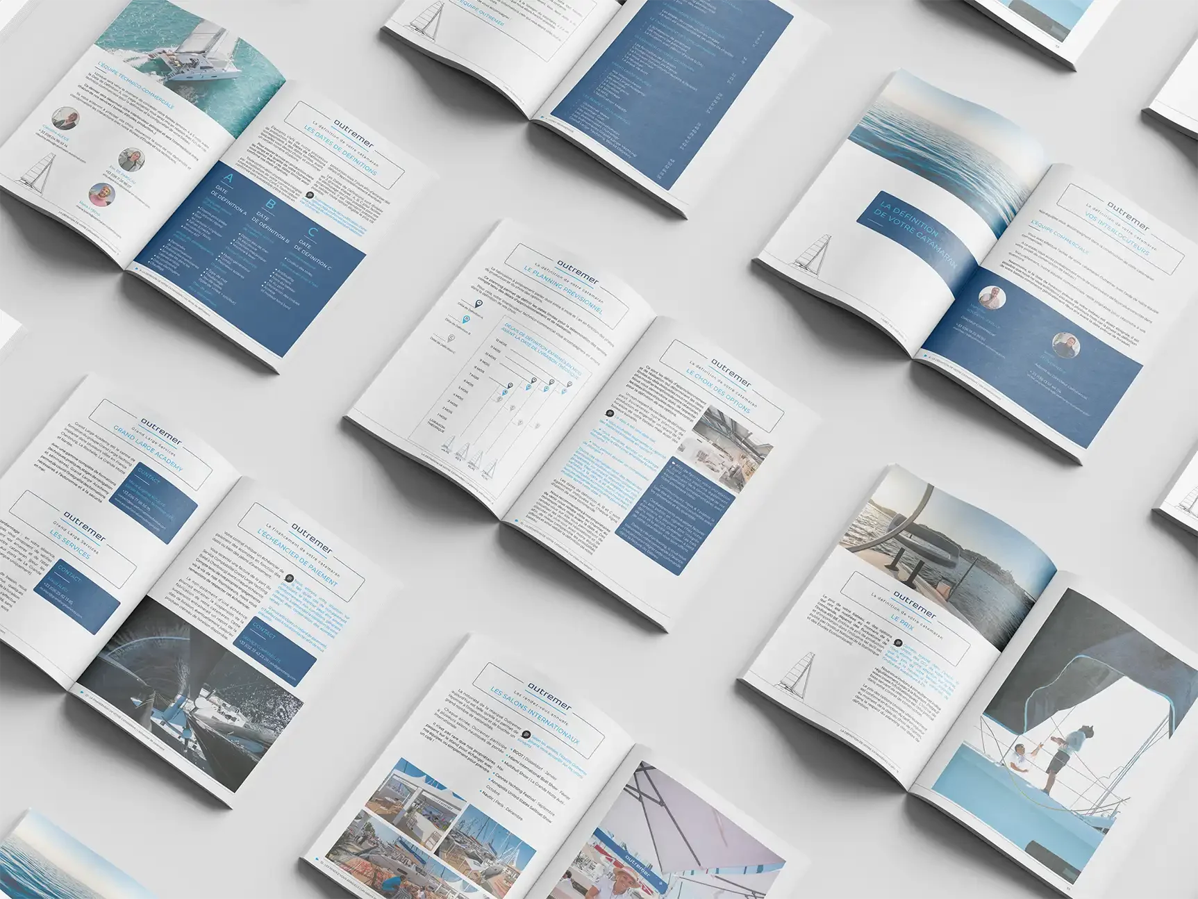 Design éditorial d'une brochure premium pour une marque du secteur nautique, par Mathilde Lafargue