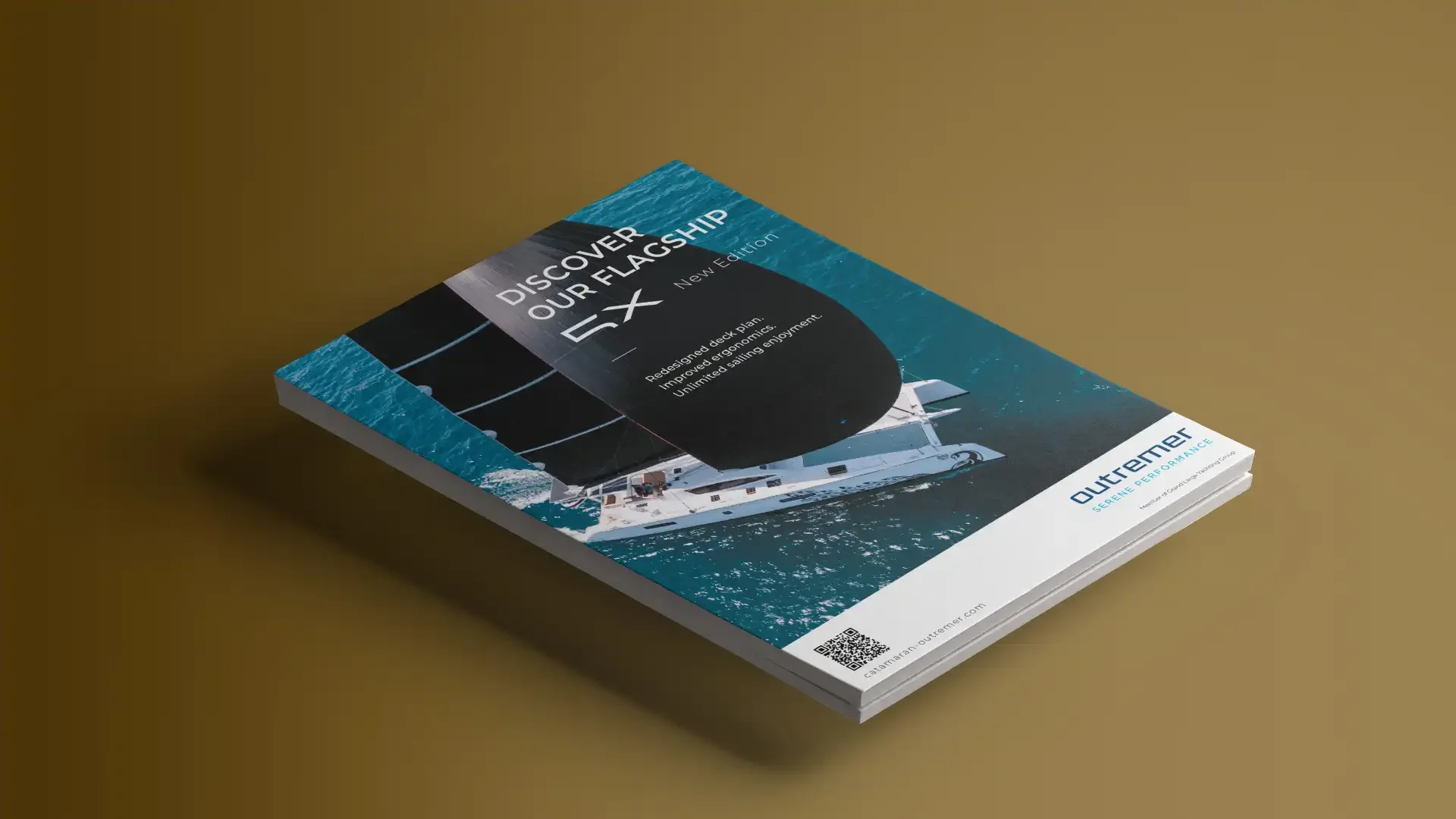 Mise en page éditoriale pour une marque du secteur nautique, par Mathilde Lafargue