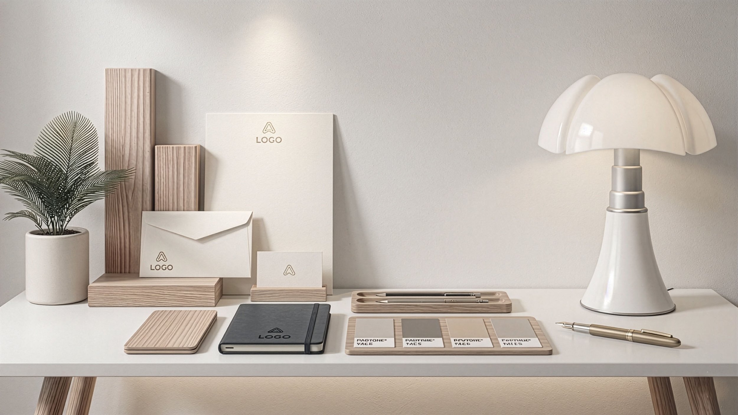 Espace de travail d'une Brand designer travaillant l'identité visuelle d'une marque dans le cadre de l'offre Branding Essentiel proposée par Mathilde Lafargue
